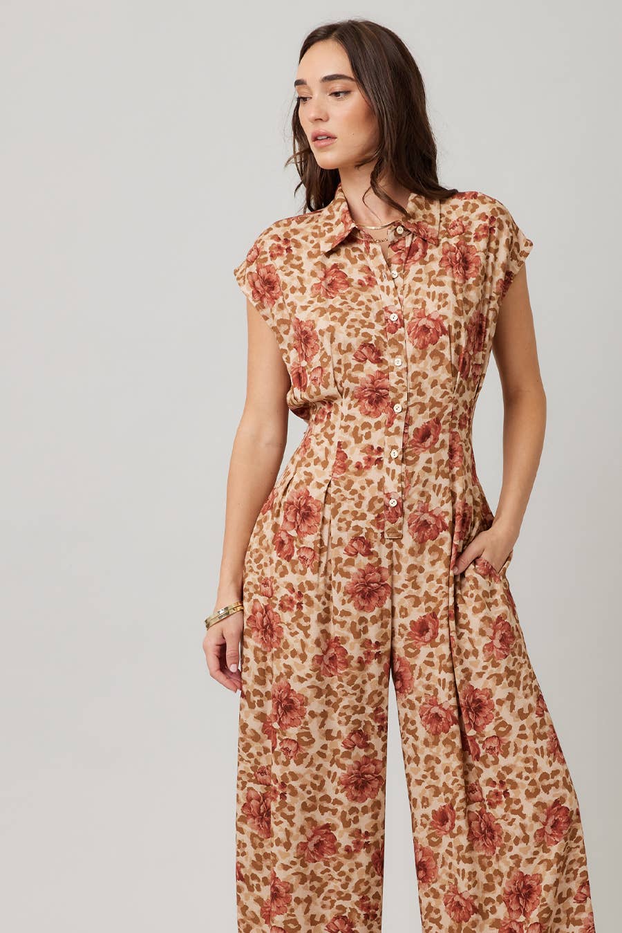 Printed Cut Out Back Jumpsuit