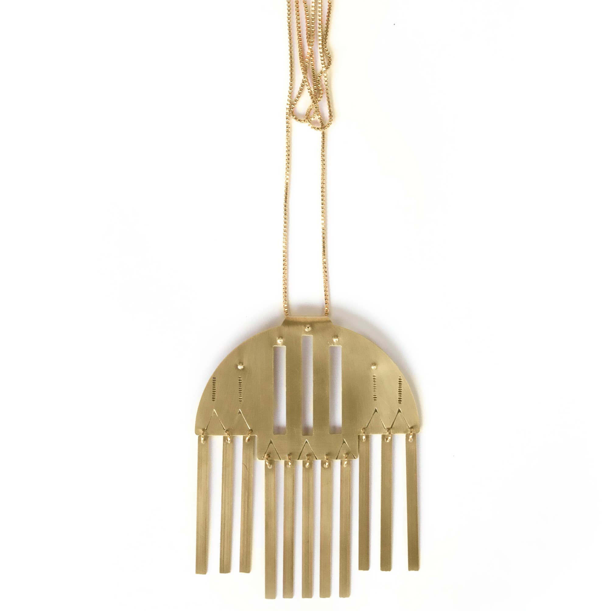 Stamped Brass Tall Grass Necklace