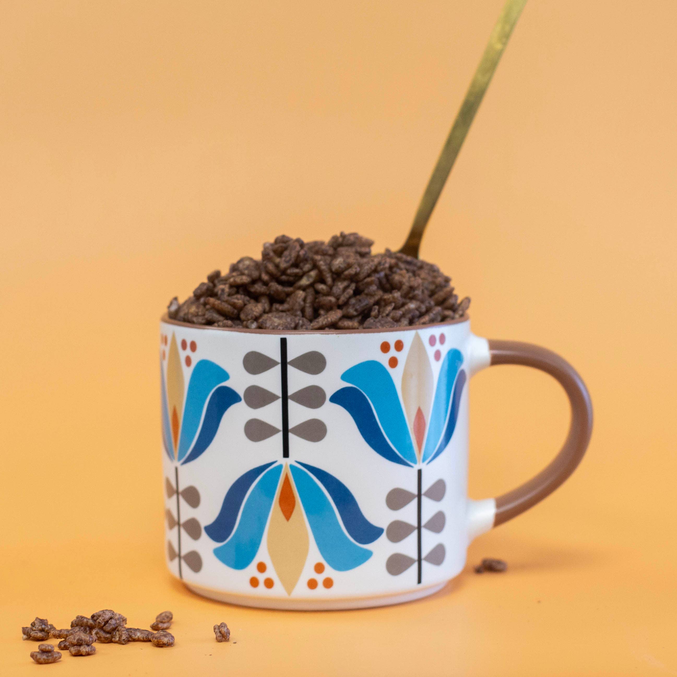 Blue Lotus Flower Mid Century Stackable Matte Coffee Mug