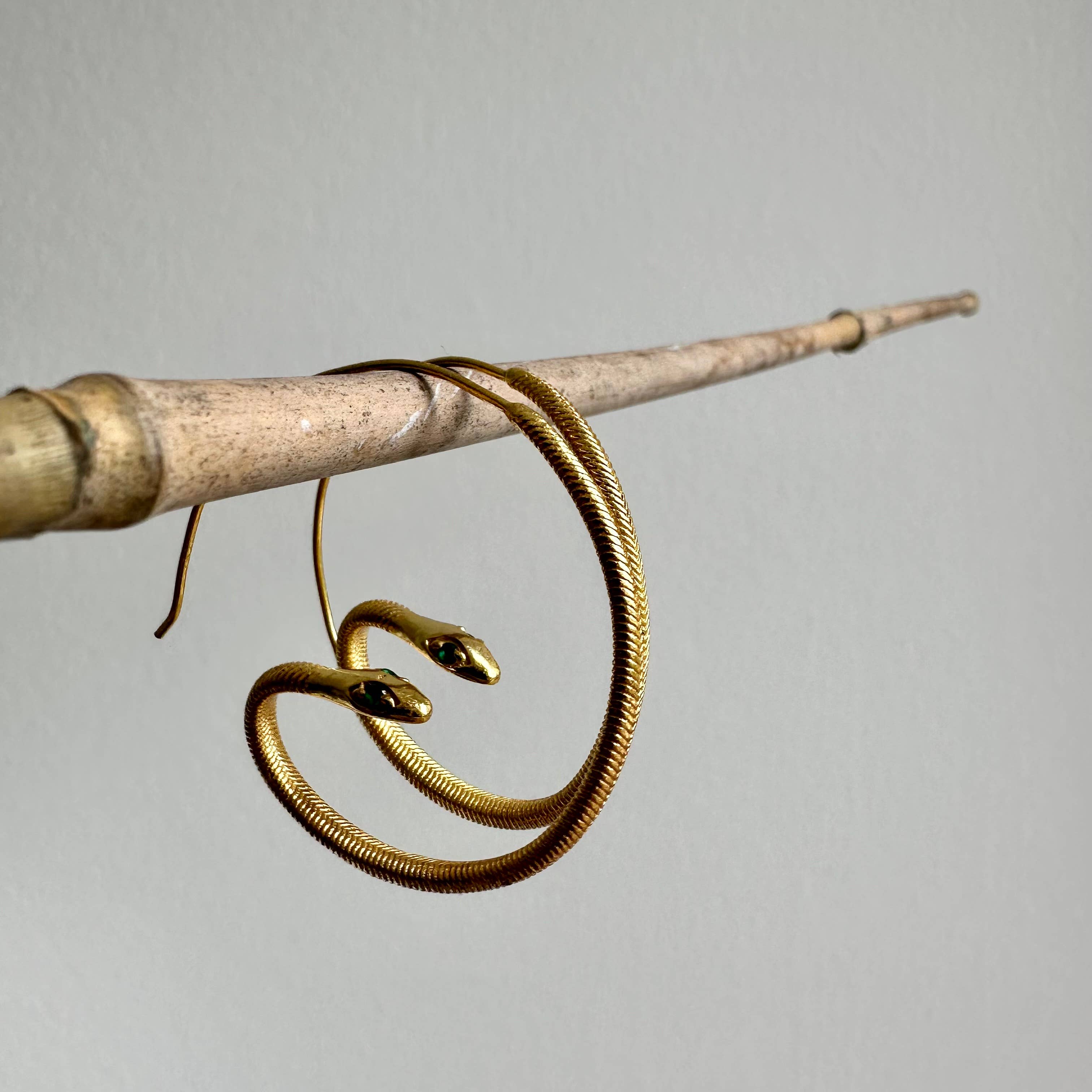 Green Zircon Snake Eye Earrings