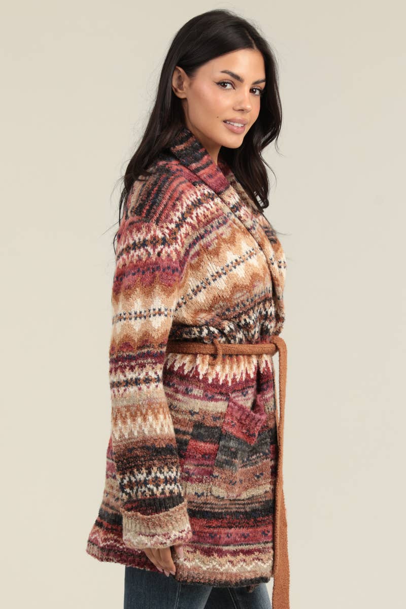 XHS94-ASIS COZY KNIT CARDIGAN SWEATER WITH TIE WAIST AND POC