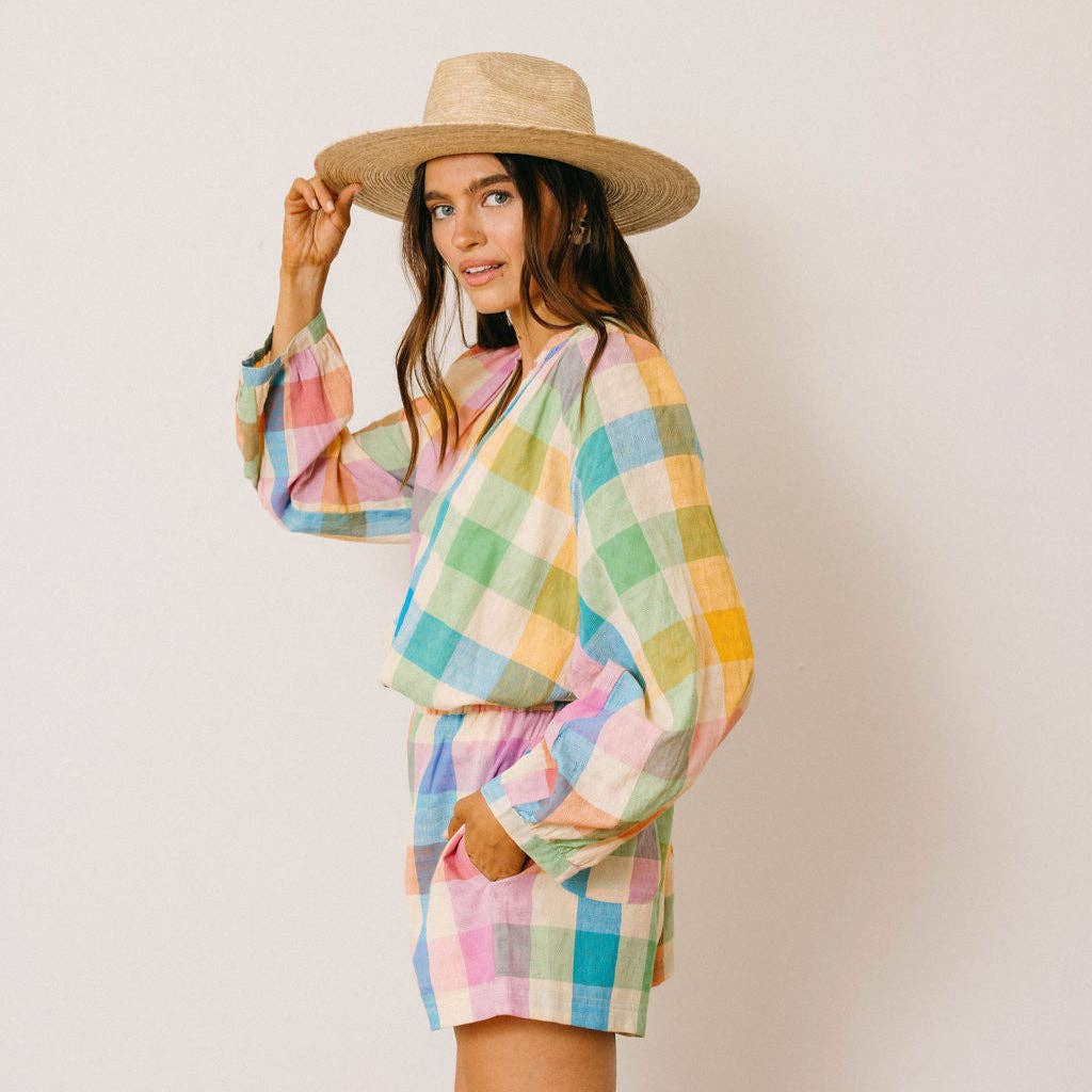 Rainbow Plaid Lucia Top
