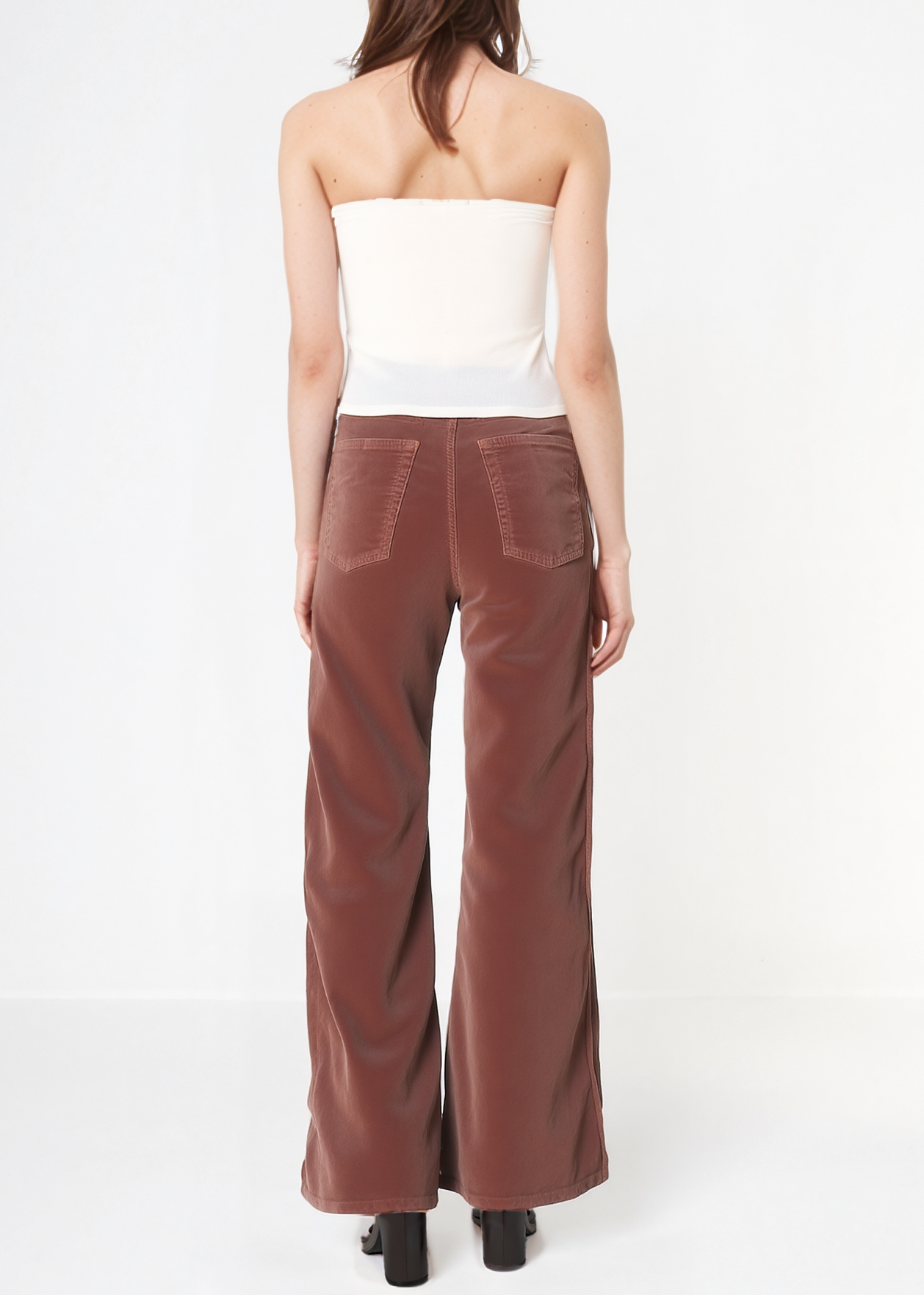 Dina High Waisted Wide Corduroy In Brown