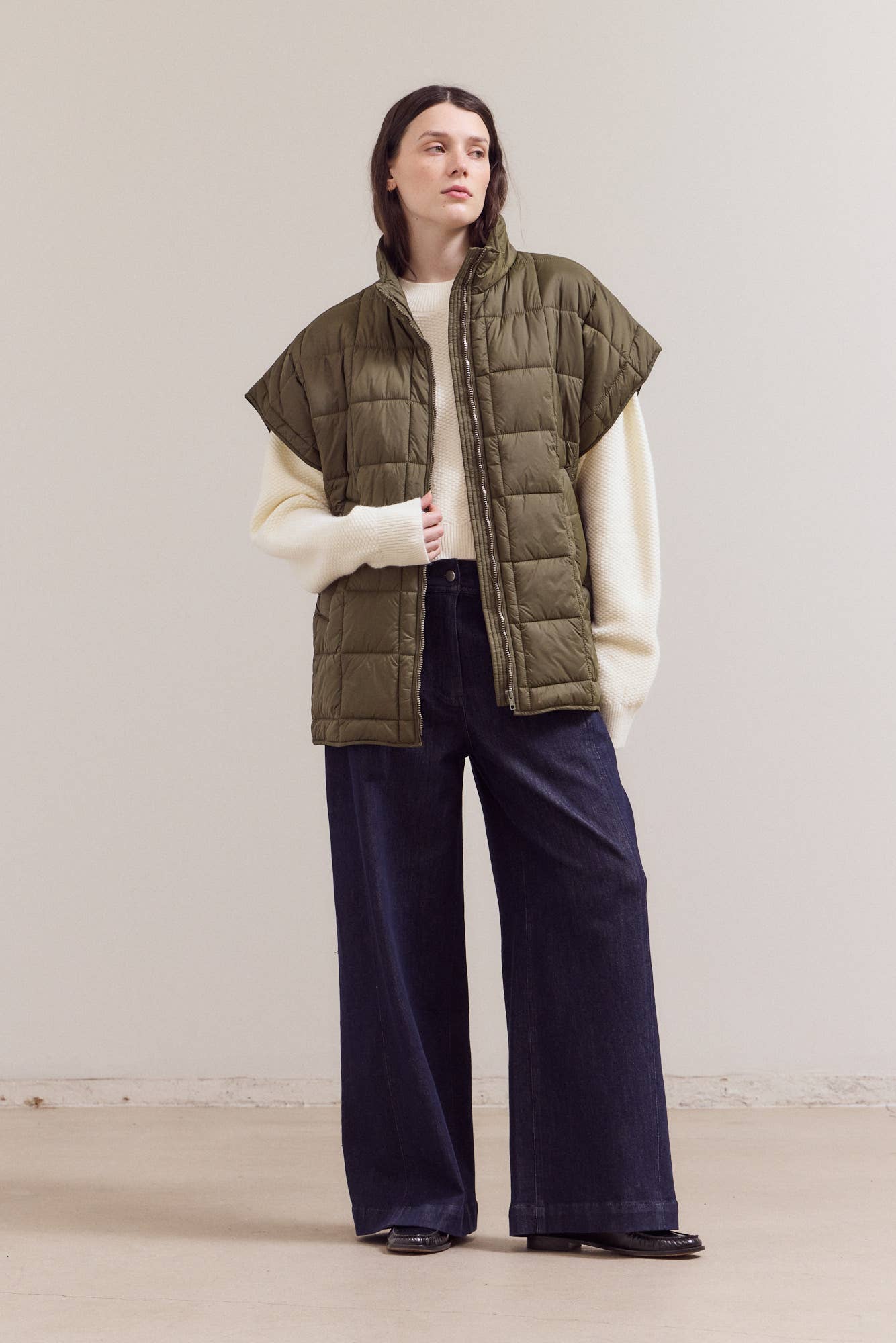 High Neck Quilted Vest