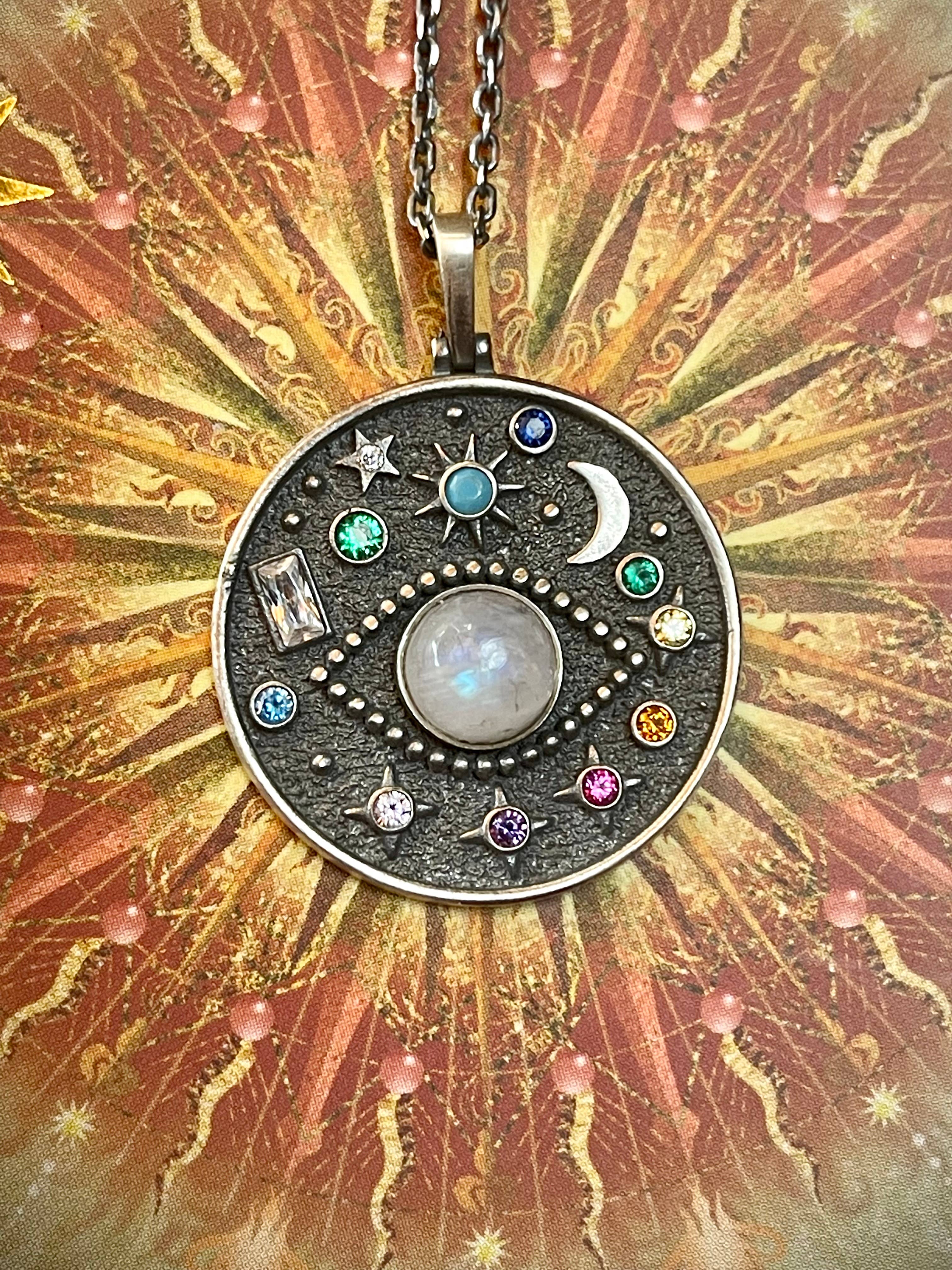 EVIL EYE MOONSTONE Celestial Sterling Silver Necklace