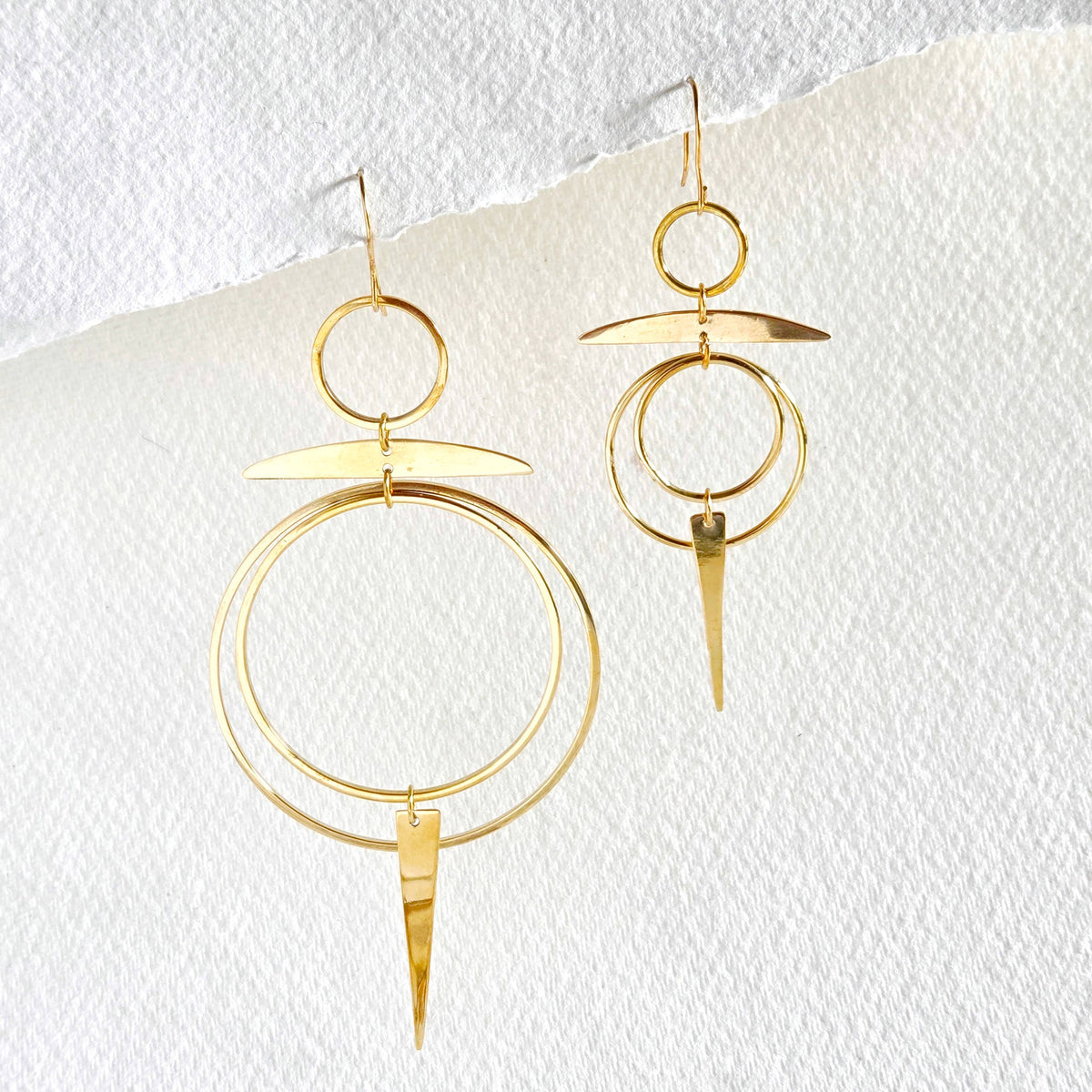 Brass hoop small light chandelier earrings handmade solstice