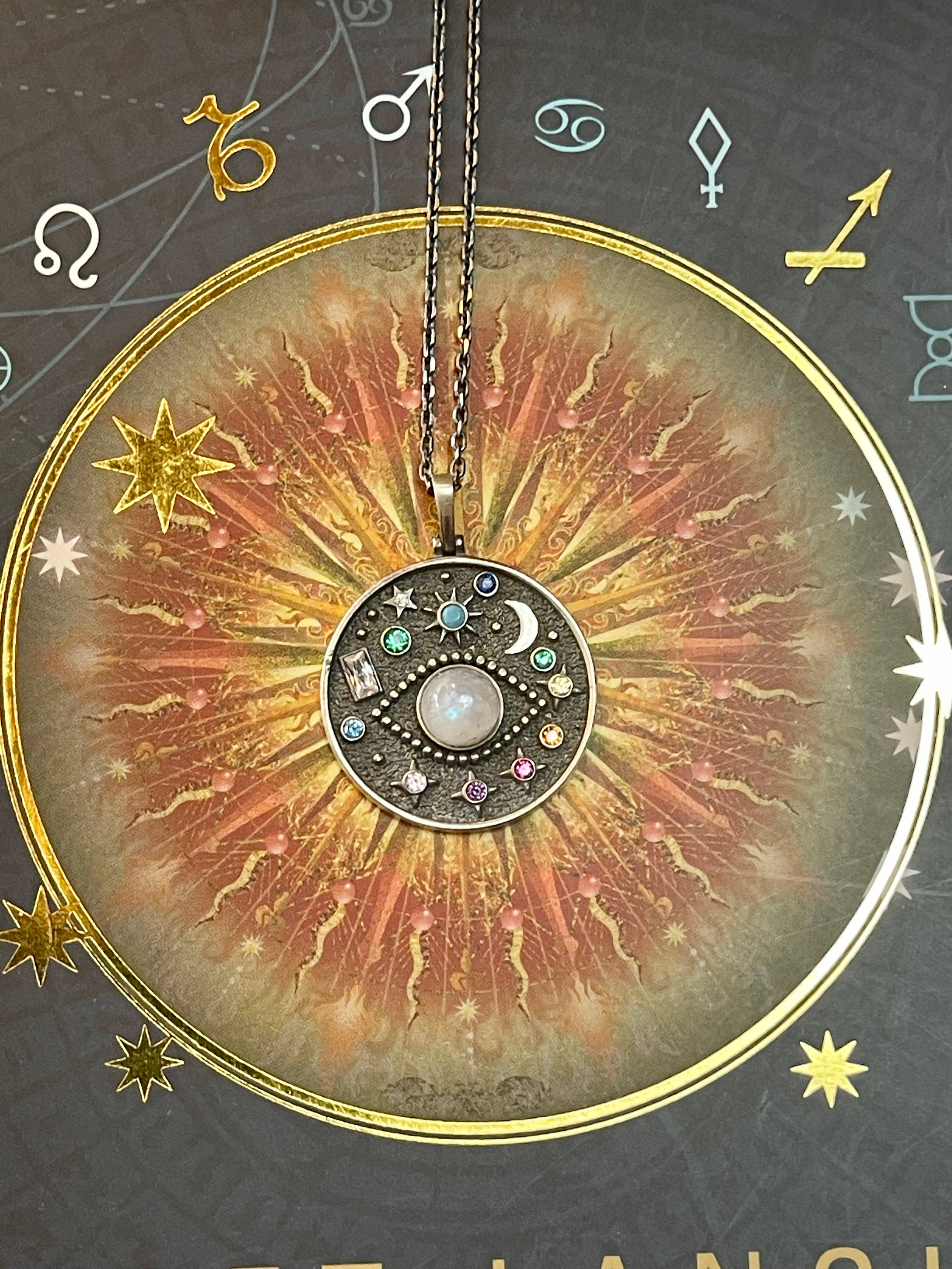 EVIL EYE MOONSTONE Celestial Sterling Silver Necklace