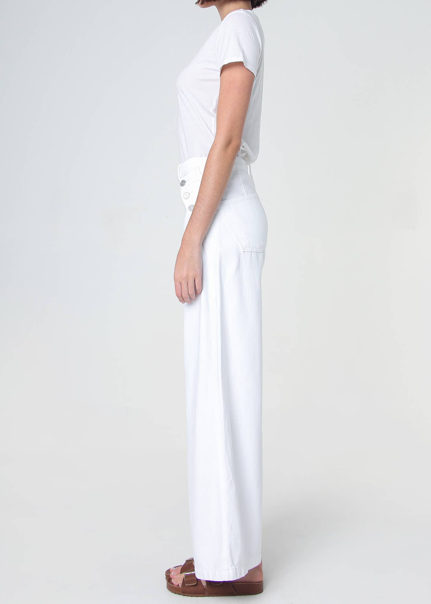 Dina High Waisted Wide Leg Jean - White