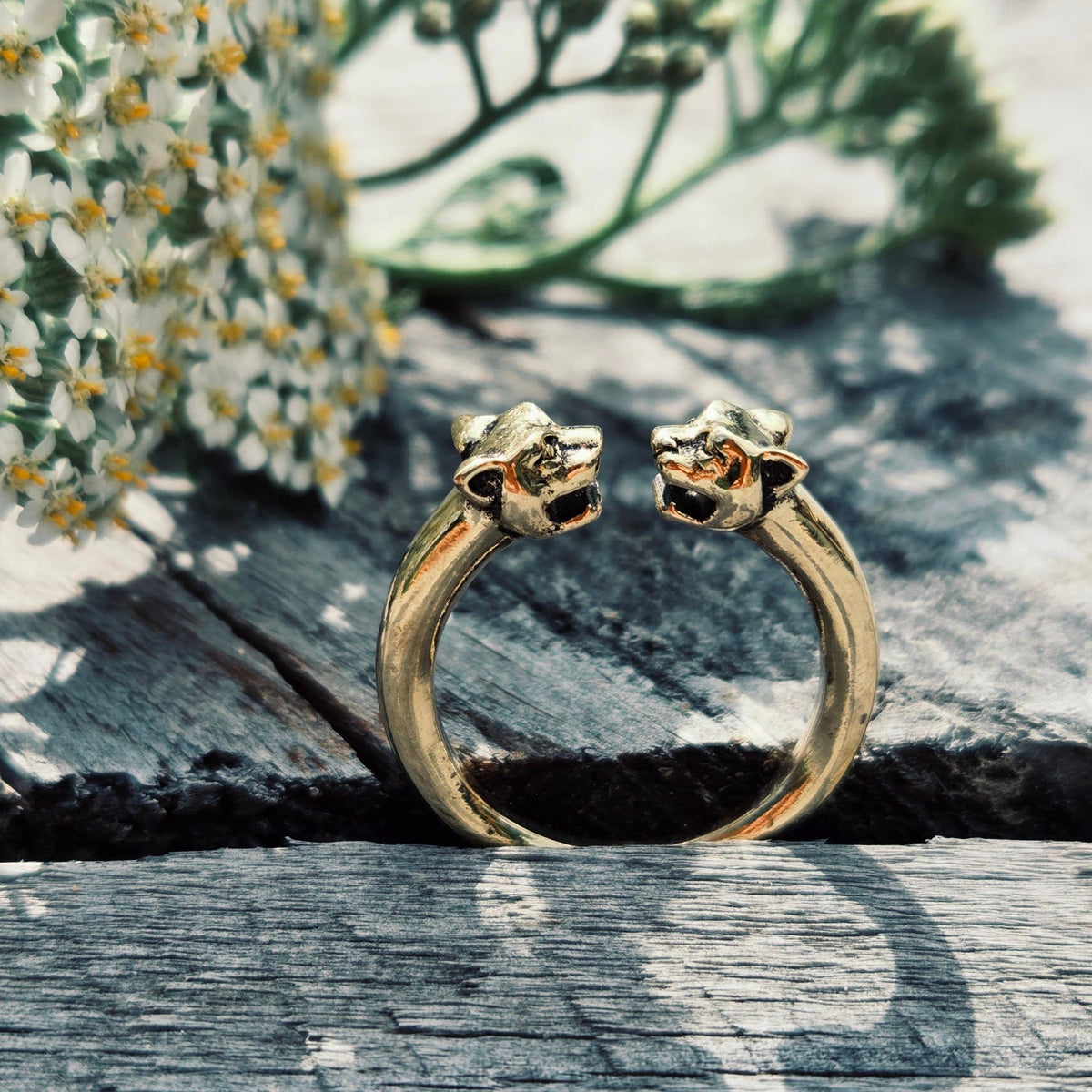 Brass tiger animal ring adjustable cute nature jewelry