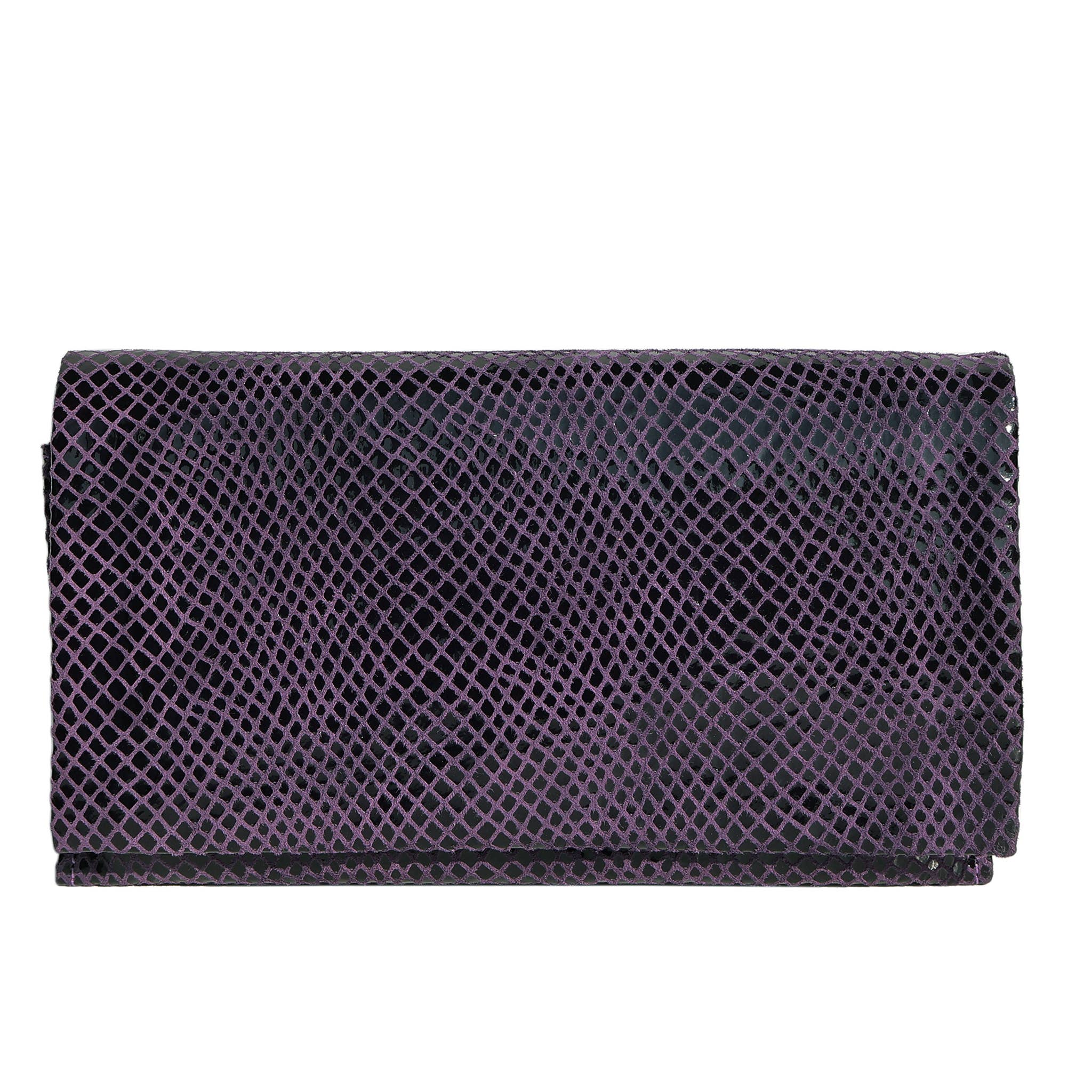 Gio Handcrafted Leather Wallet in textured dark purple leather with a sleek, elegant design for everyday use
