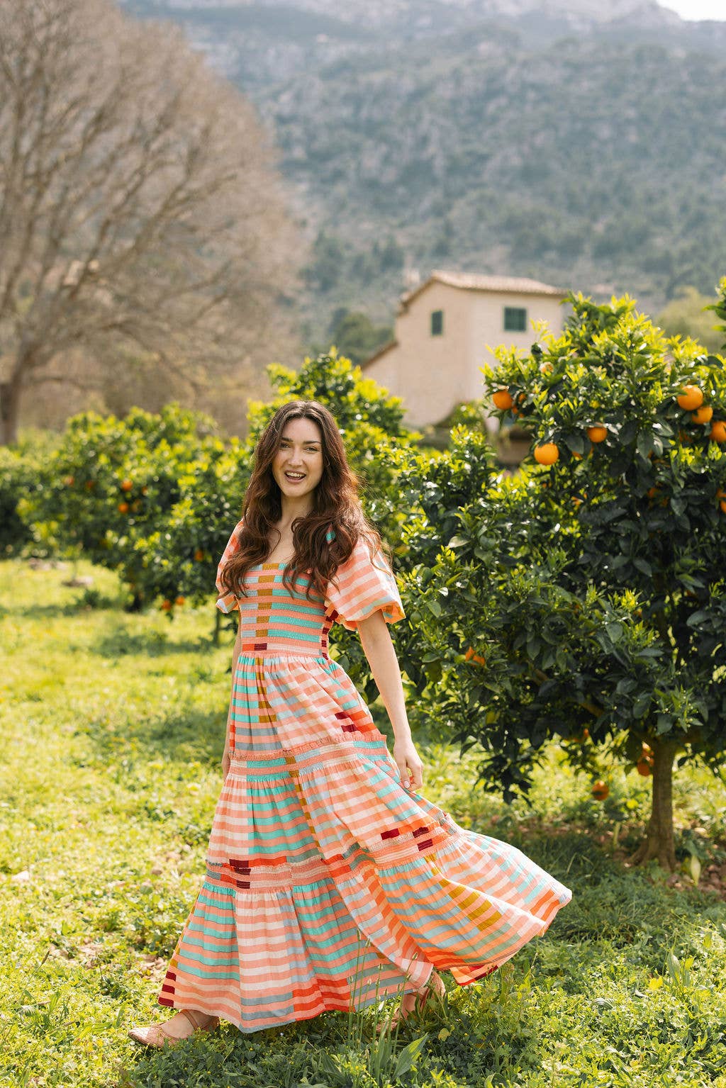 Apricot Colorful Stripe Tula Dress