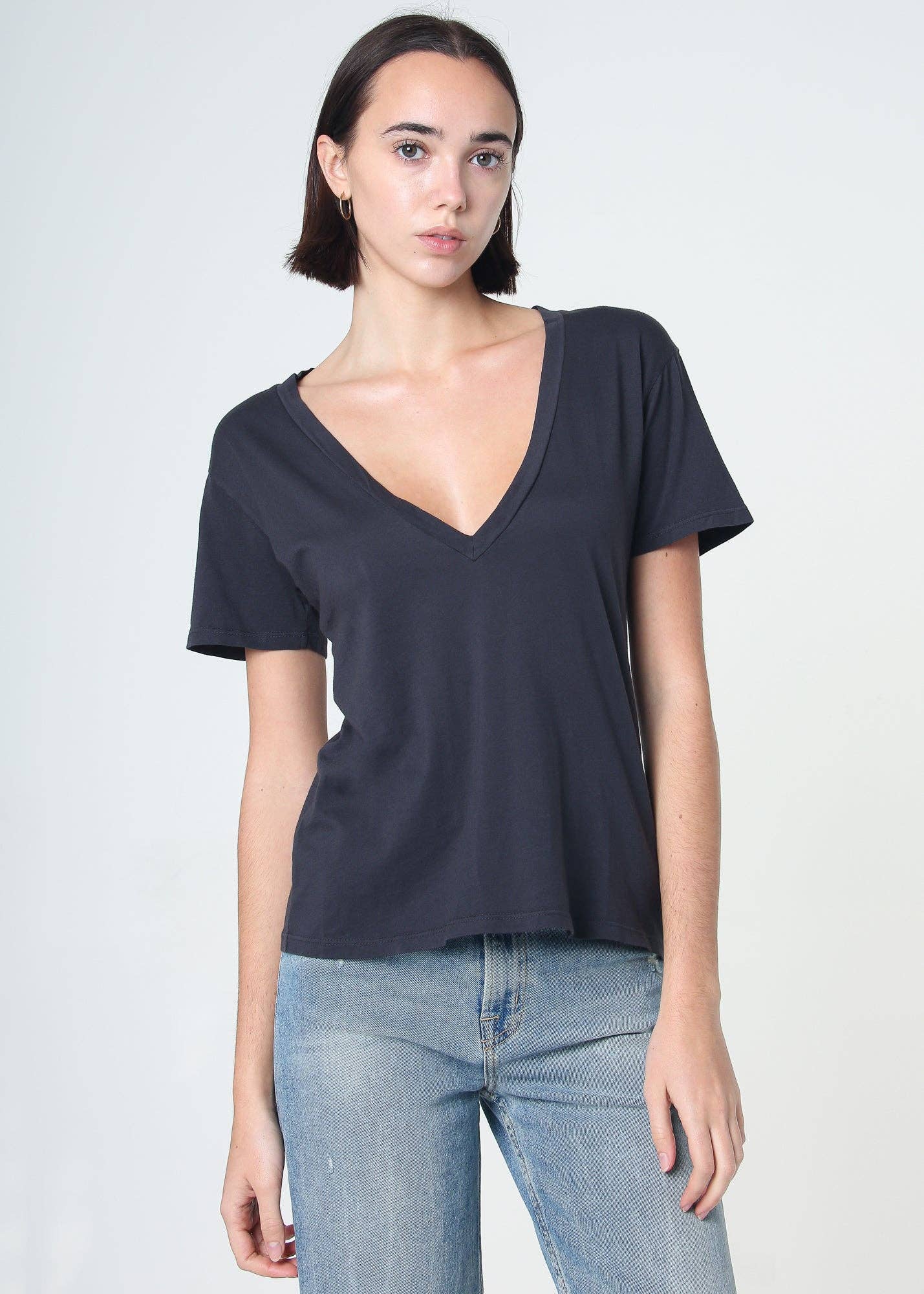 Supima Cotton Deep V Neck Tee