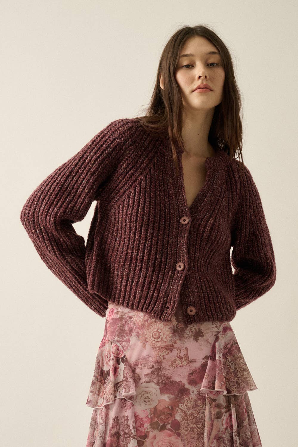 Confetti Button-Front Cardigan Sweater