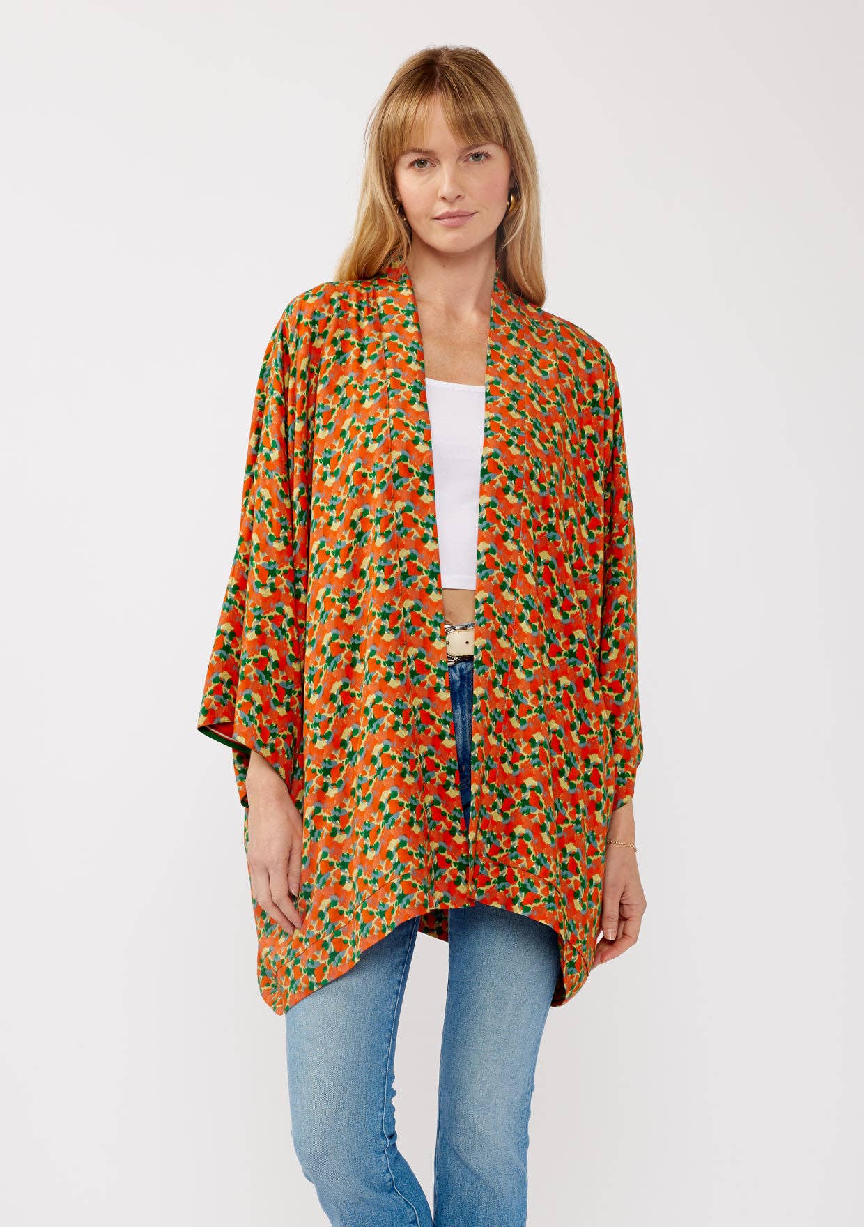 Floral Print Reversible Kimono Sleeve