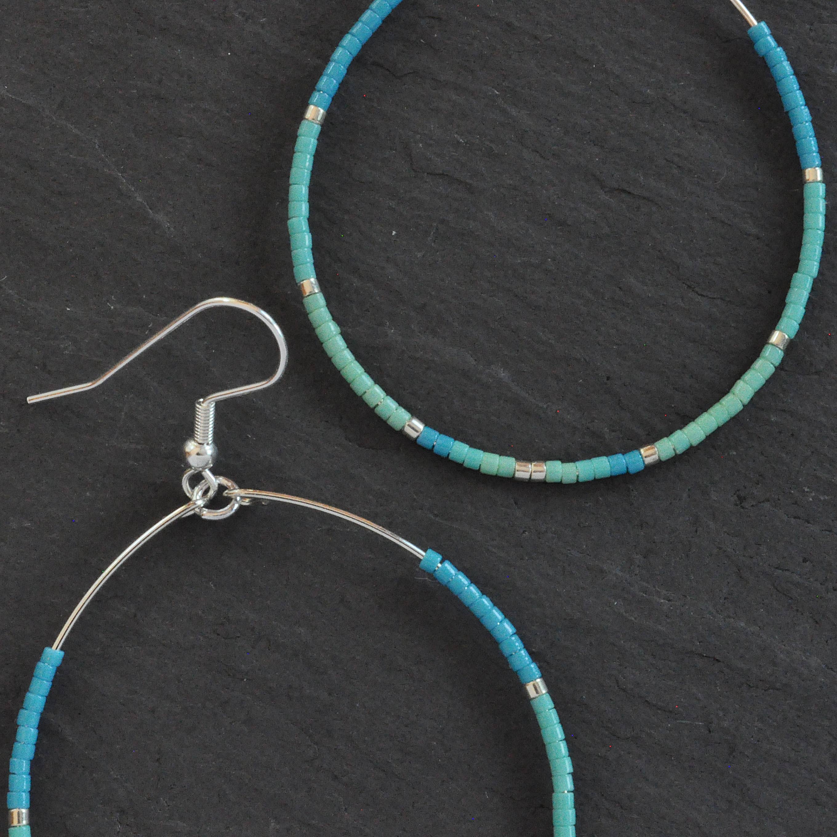 Silver Beaded Hoop Earrings
