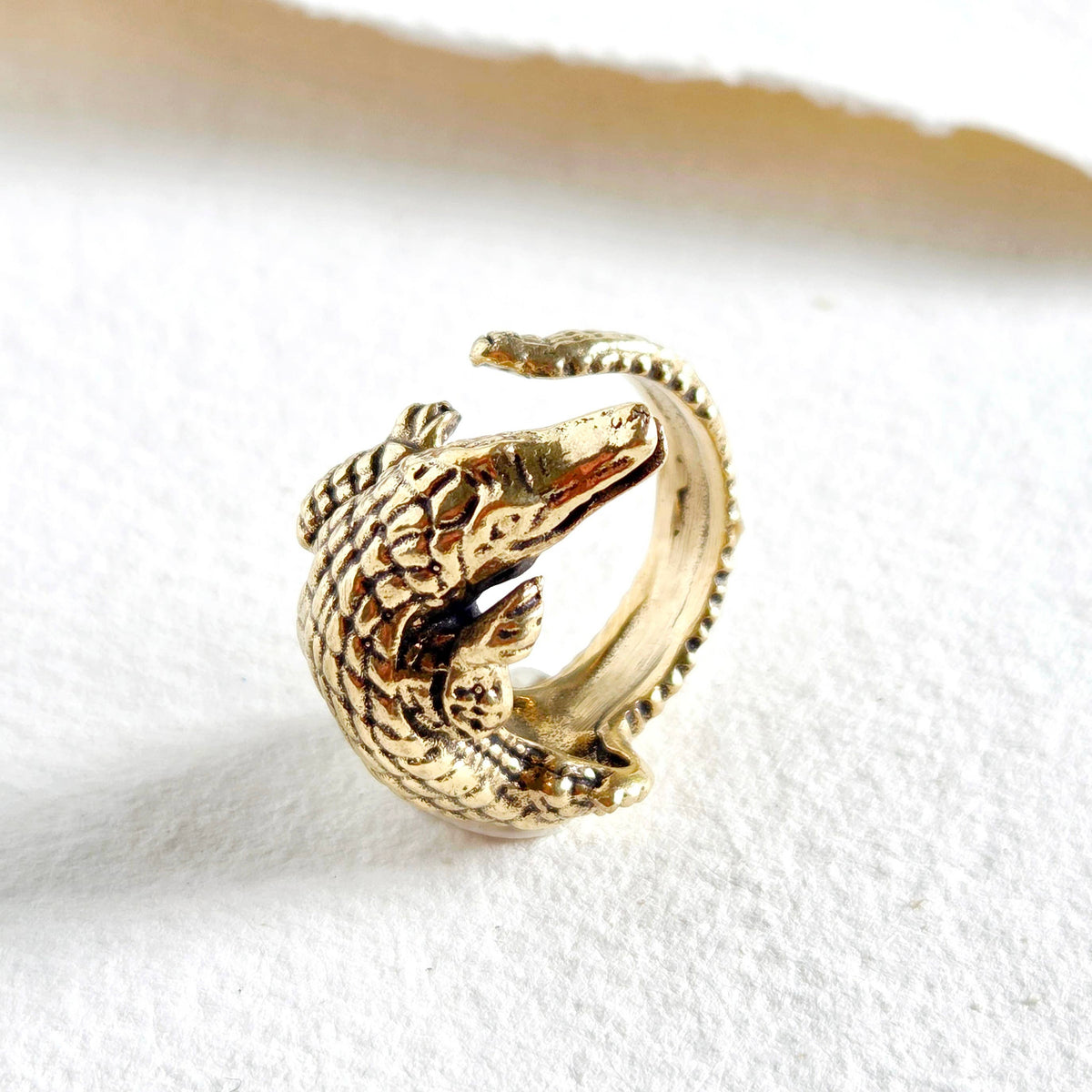 Brass alligator animal ring crocodile nature jewelry