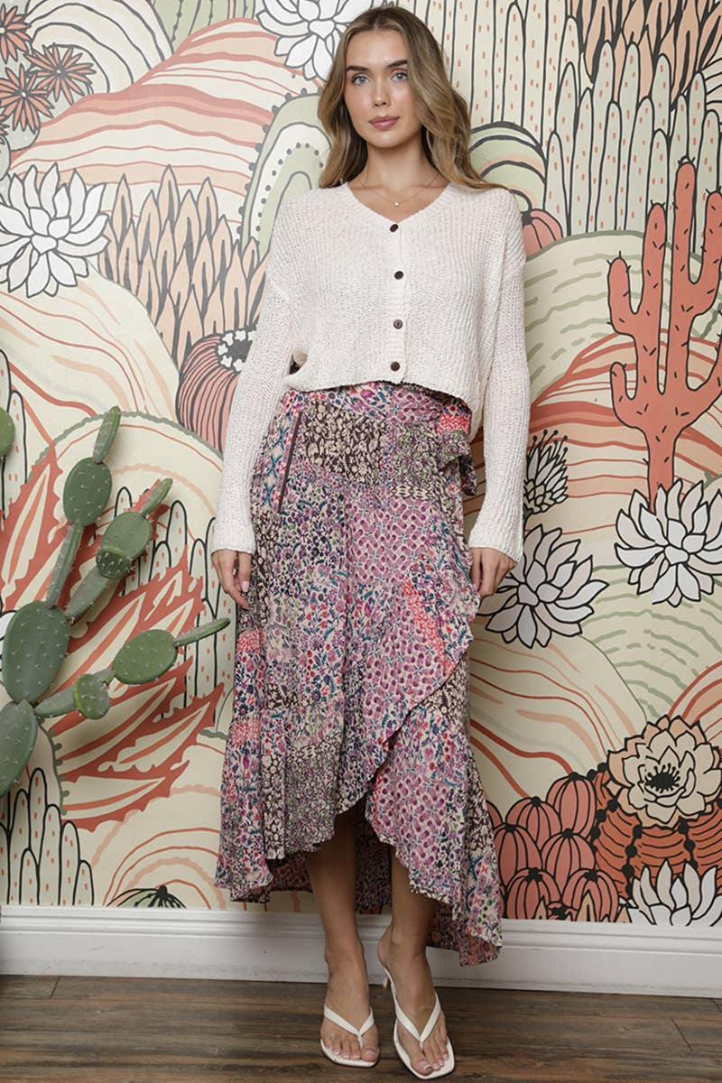 Sunset Garden Wrap Maxi Skirt