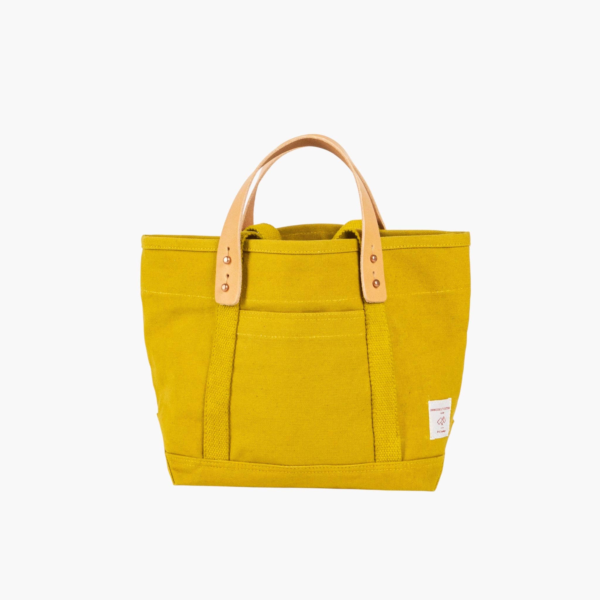 Lunch Tote | Chartreuse with leather handles and canvas fabric, designed for stylish everyday use