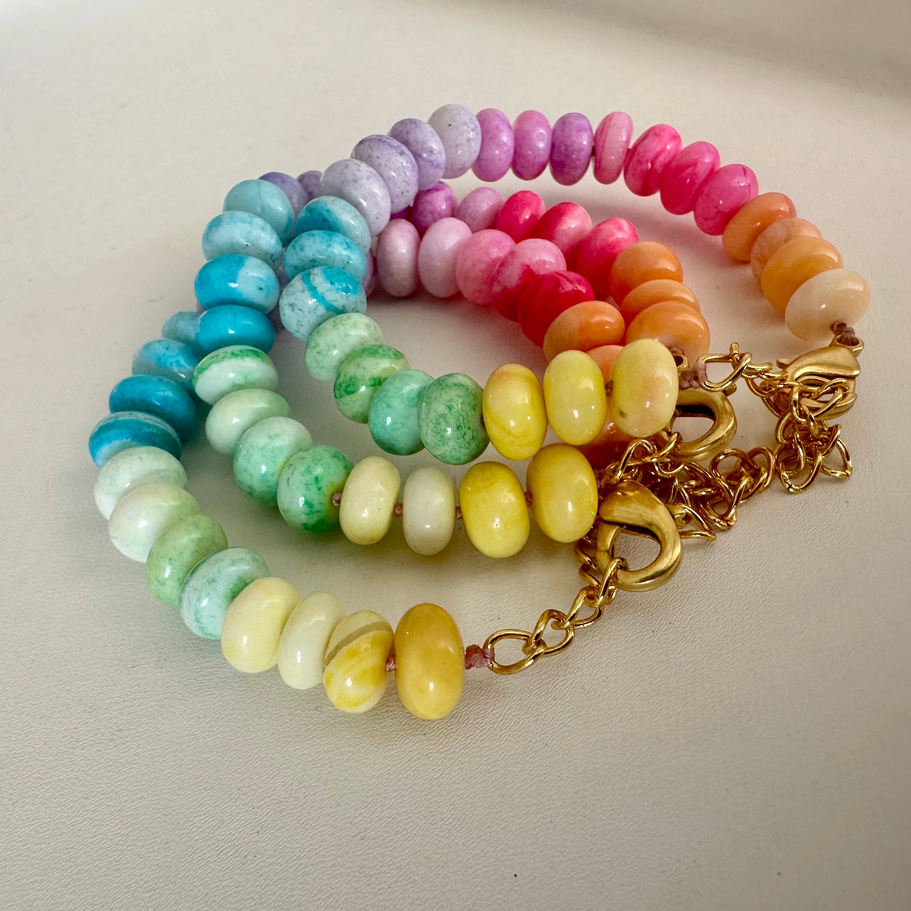 Pastel Rainbow Bracelet | Peruvian Opal | Chunky Beaded