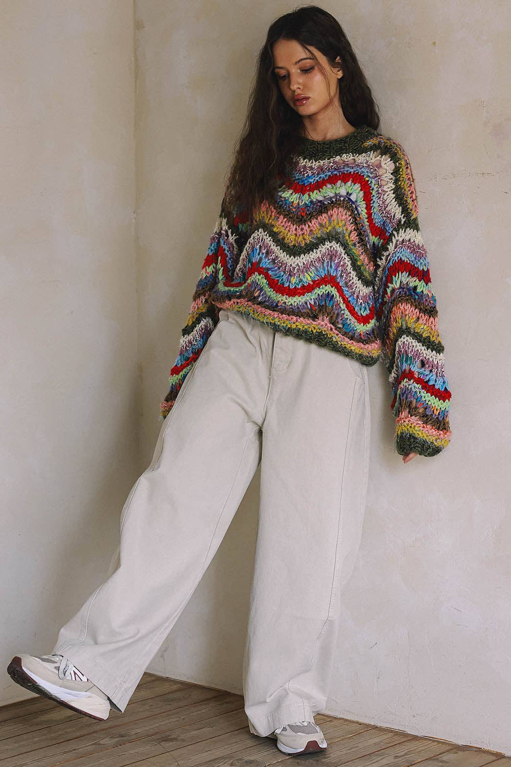 LONG SLEEVE CHEVRON KNITTED SWEATER