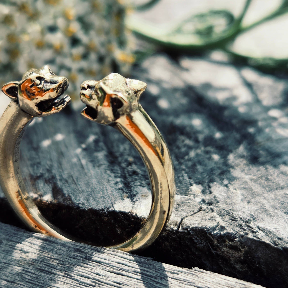 Brass tiger animal ring adjustable cute nature jewelry