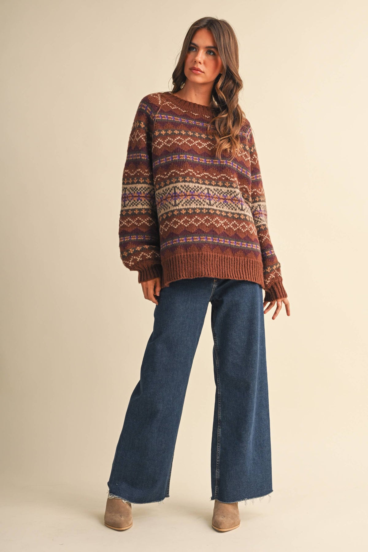 IT4703 LONG SLEEVED FAIR ISLE SWEATER