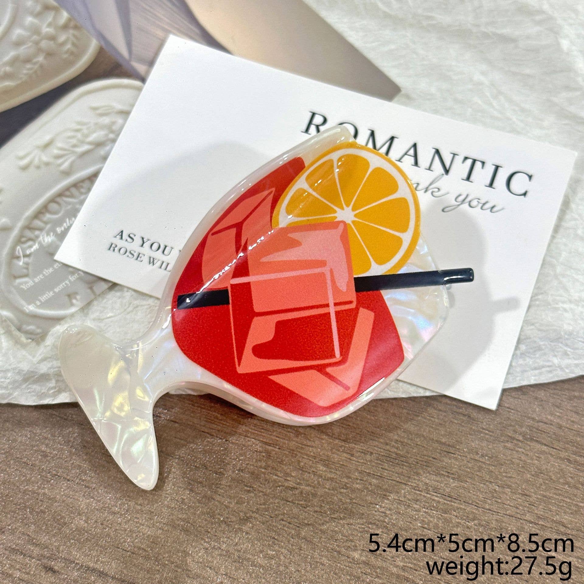 Funny Summer Beach Drink Cocktail Hair Claw Clip
