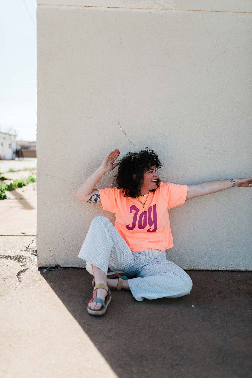 Joy | neon cantelope comfort colors boxy cropped tee