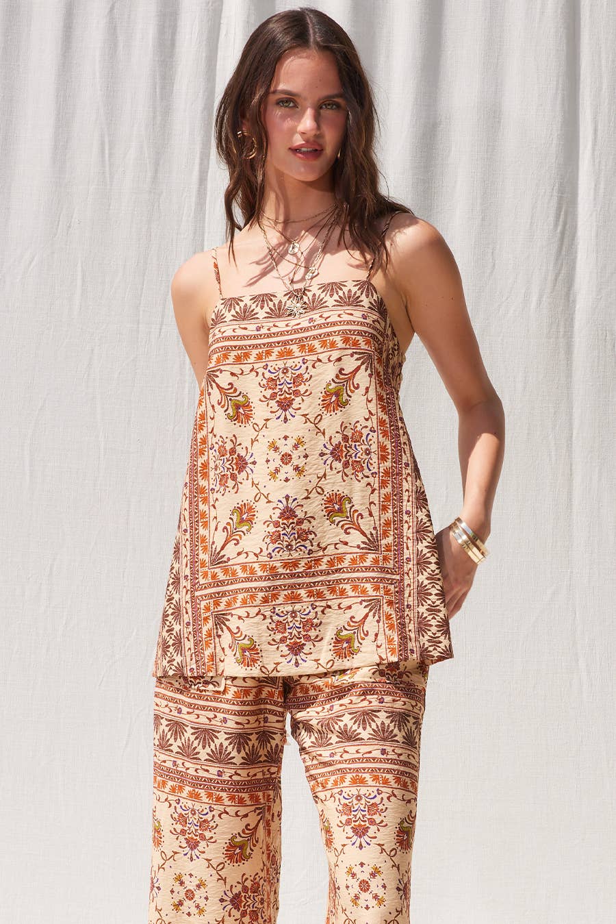 Printed Top and Pants Set
