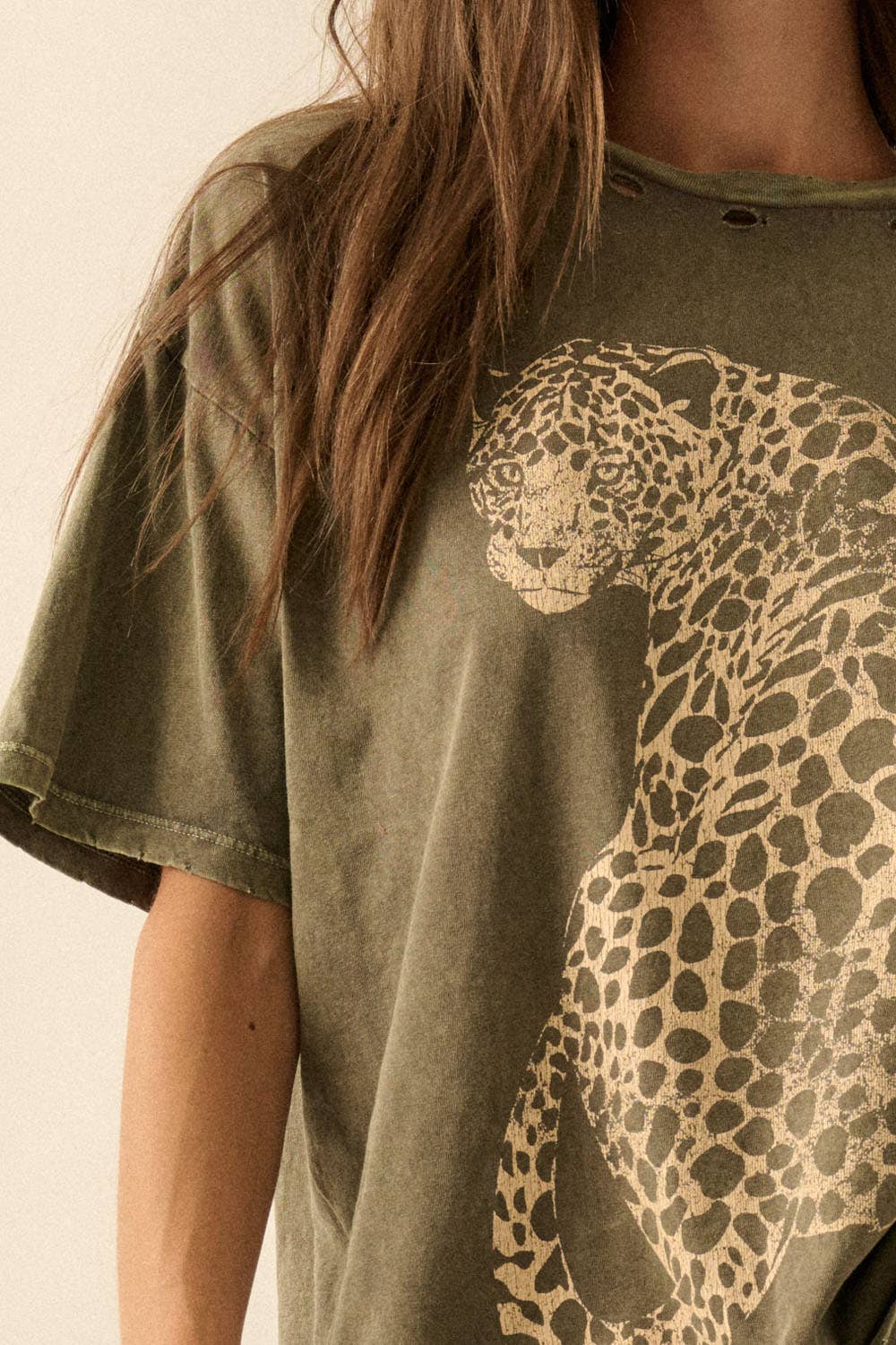 Cheetah Mineral-Washed Oversized Graphic Tee