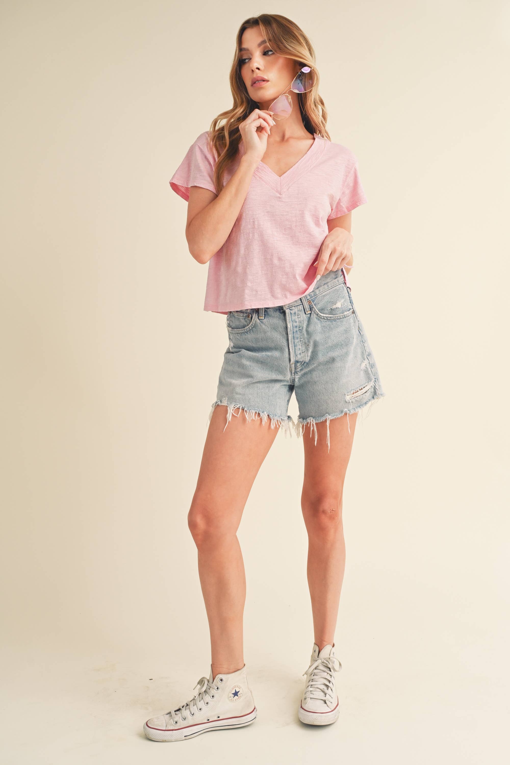 8281DK Til V-Neck Baby Top: Oat / Contemporary / M