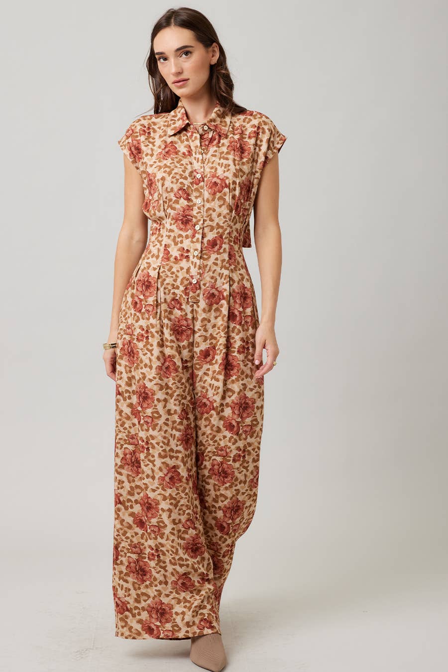 Printed Cut Out Back Jumpsuit