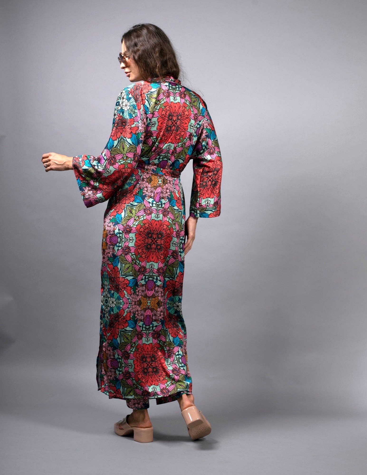 Terracotta Garden Satin Kimono
