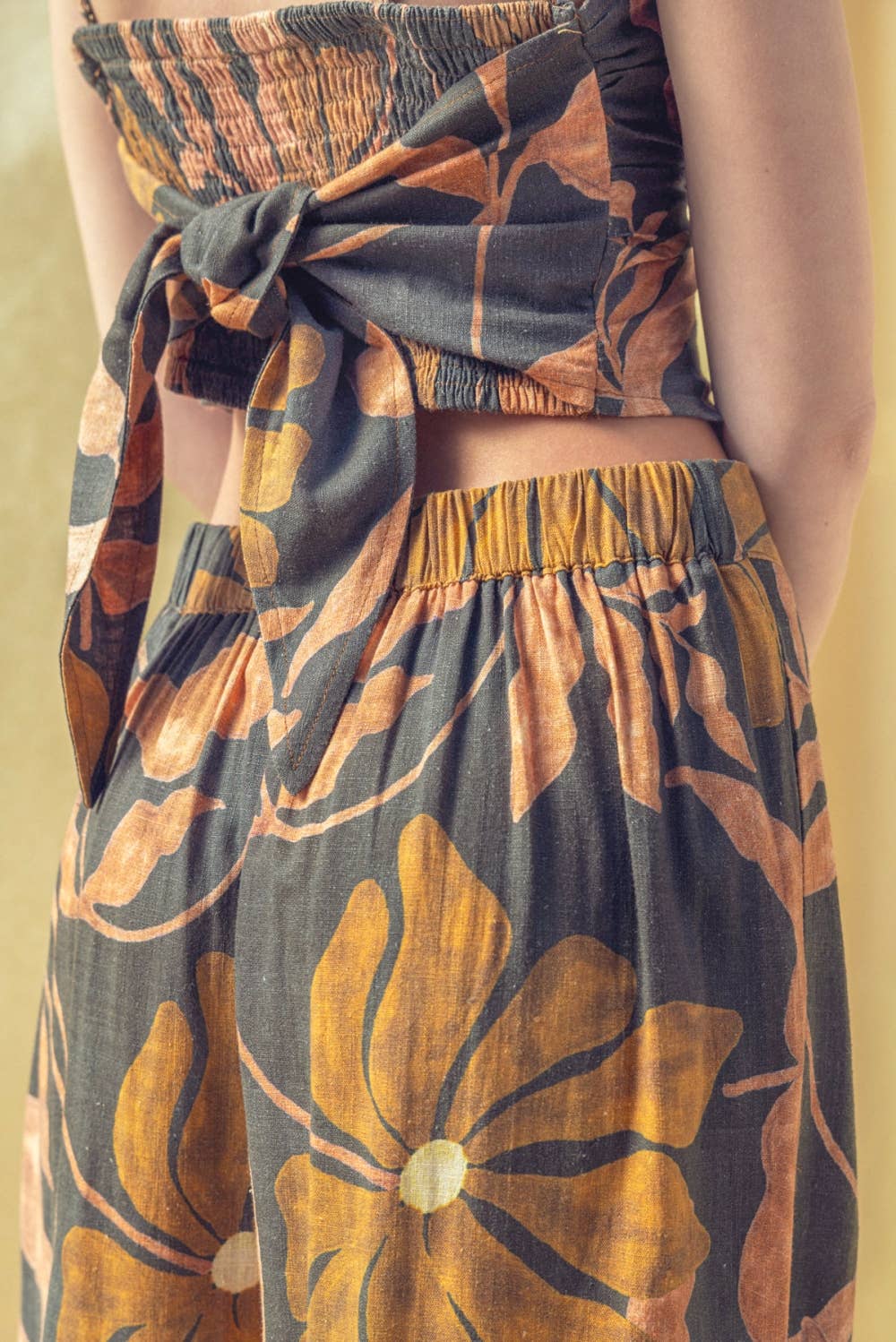 P5980ST   MULTI PRINT LINEN WIDE LEG PANTS