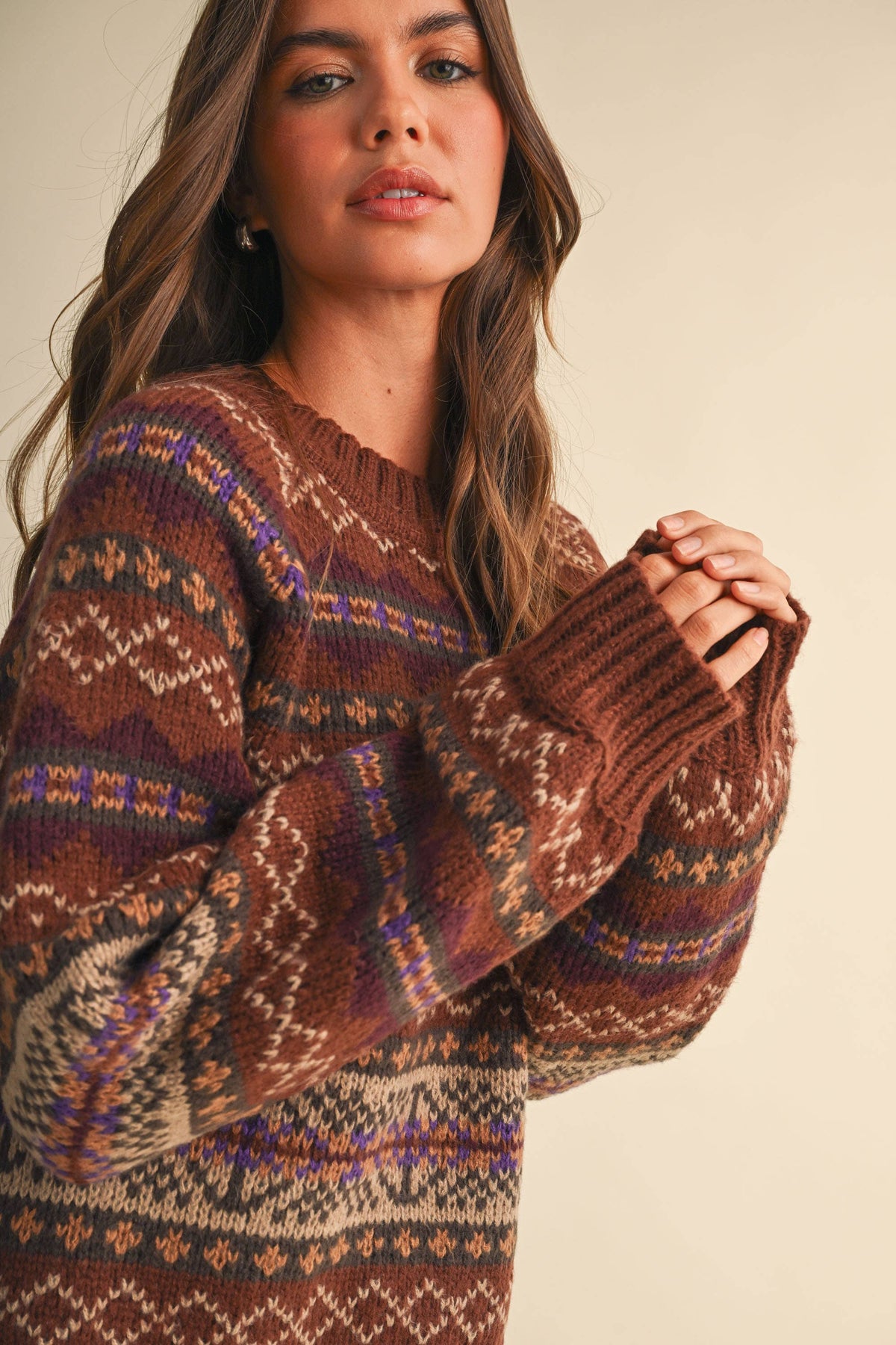 IT4703 LONG SLEEVED FAIR ISLE SWEATER