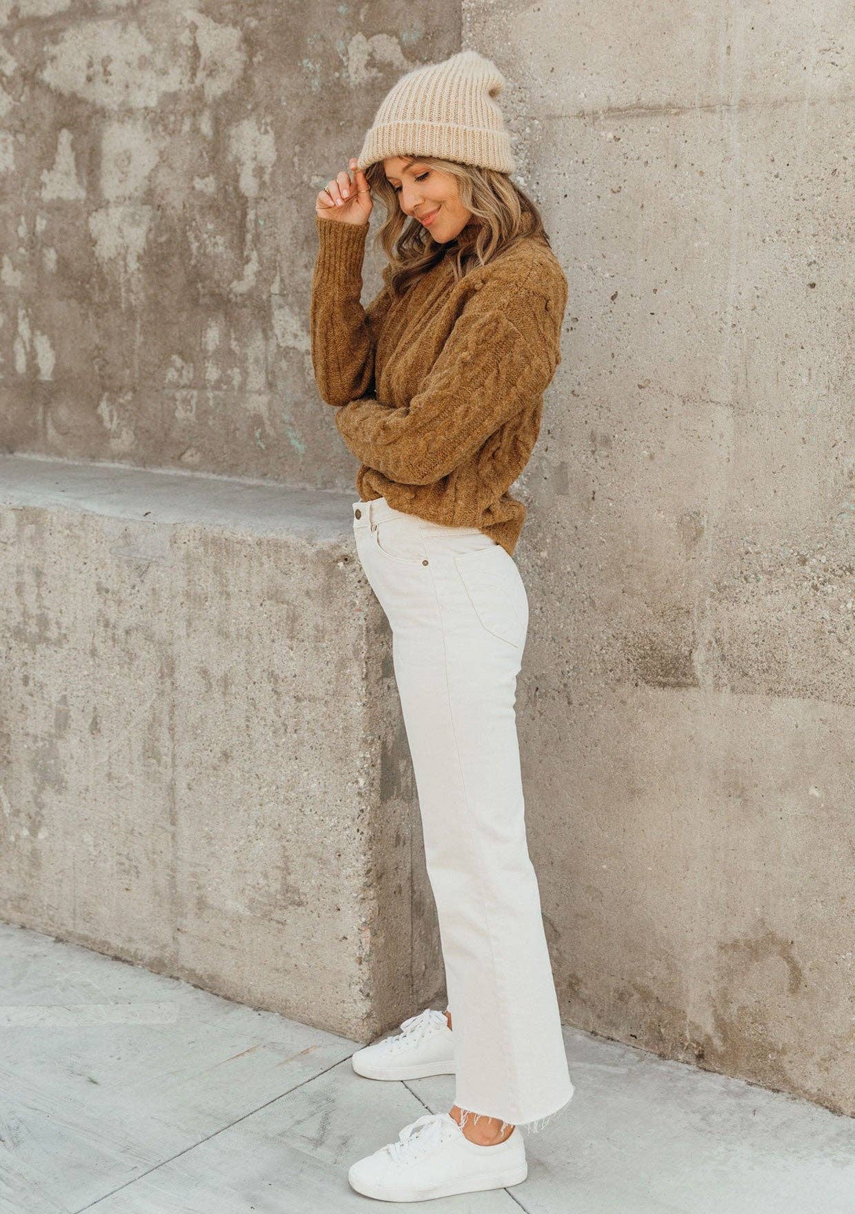 Cable Knit Mock Neck Cozy Sweater