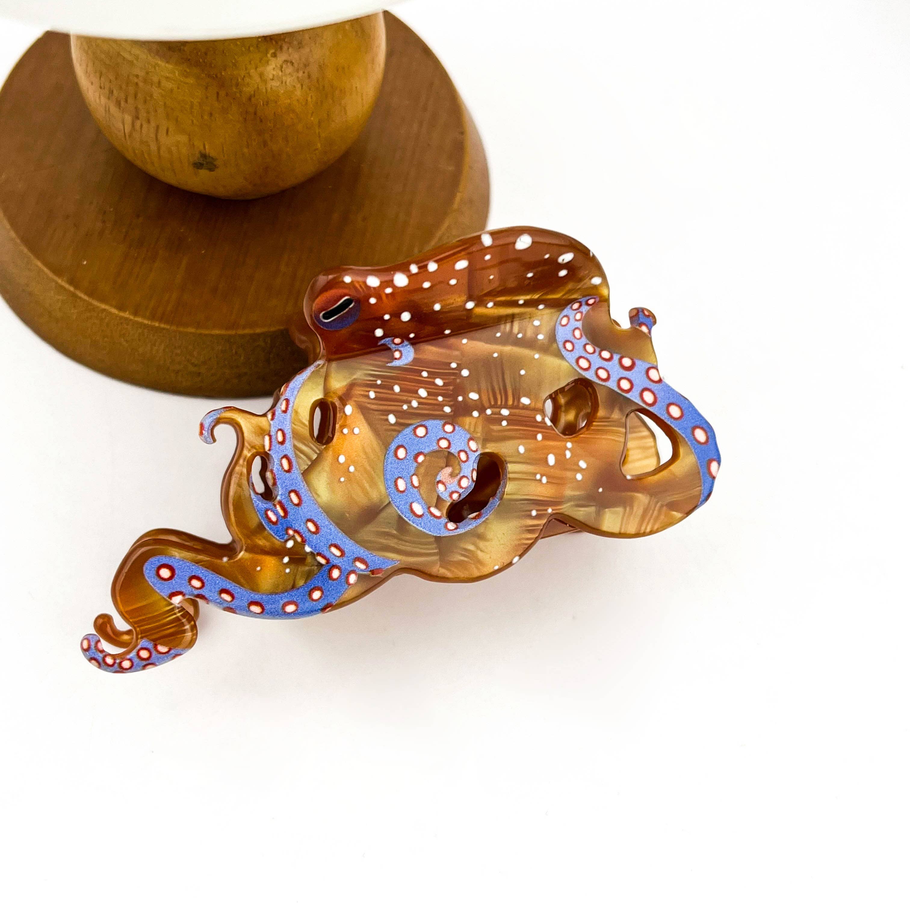 Blue Ring Octopus Hair Claw Clip, Acetate Hair Clip