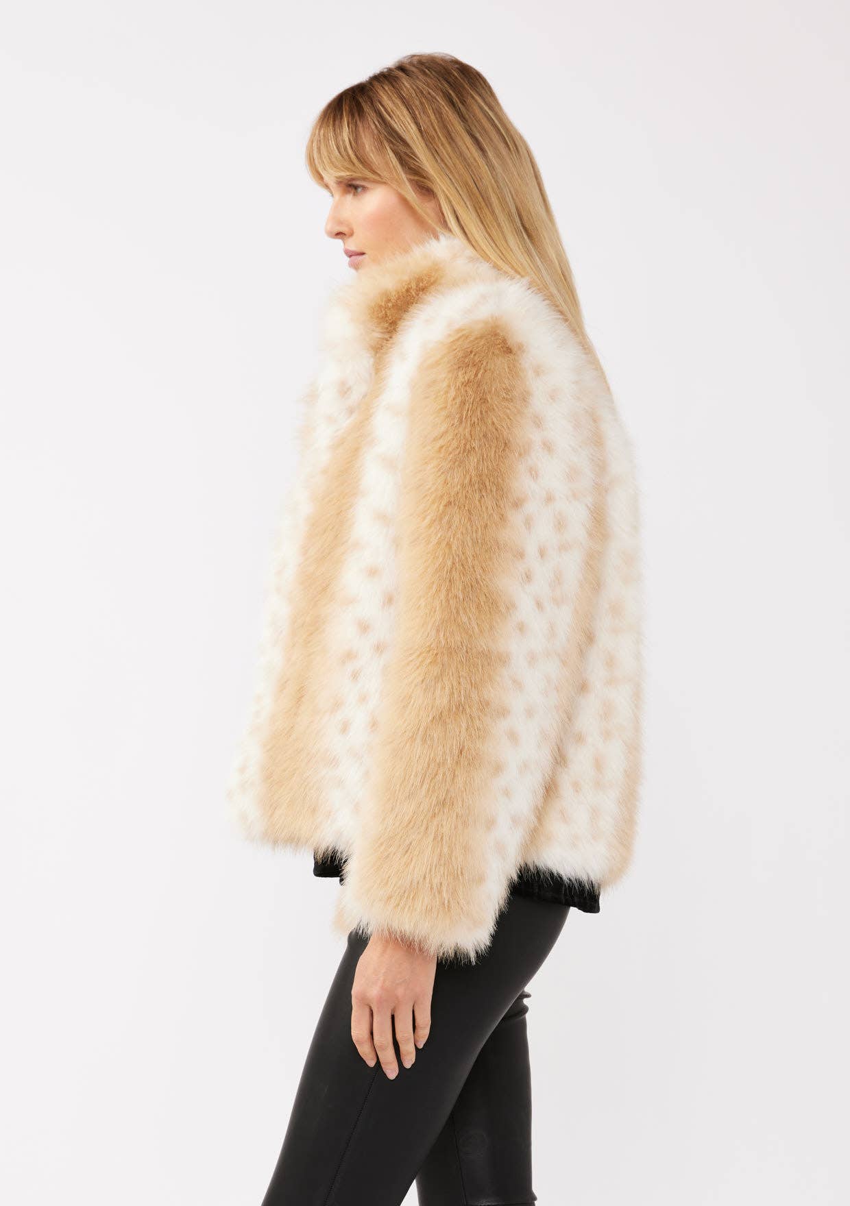 Dotted Stripe Faux Fur Jacket