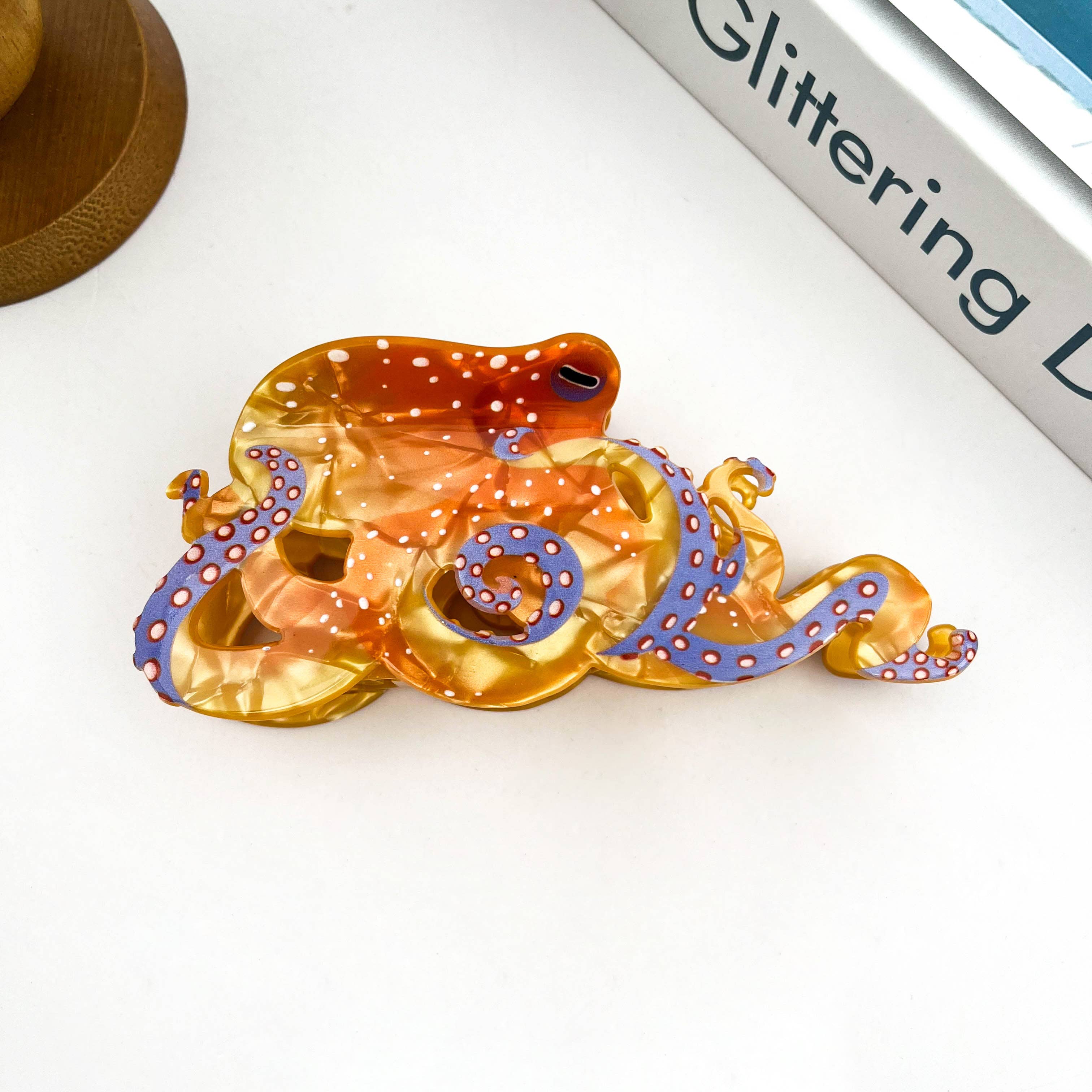 Blue Ring Octopus Hair Claw Clip, Acetate Hair Clip