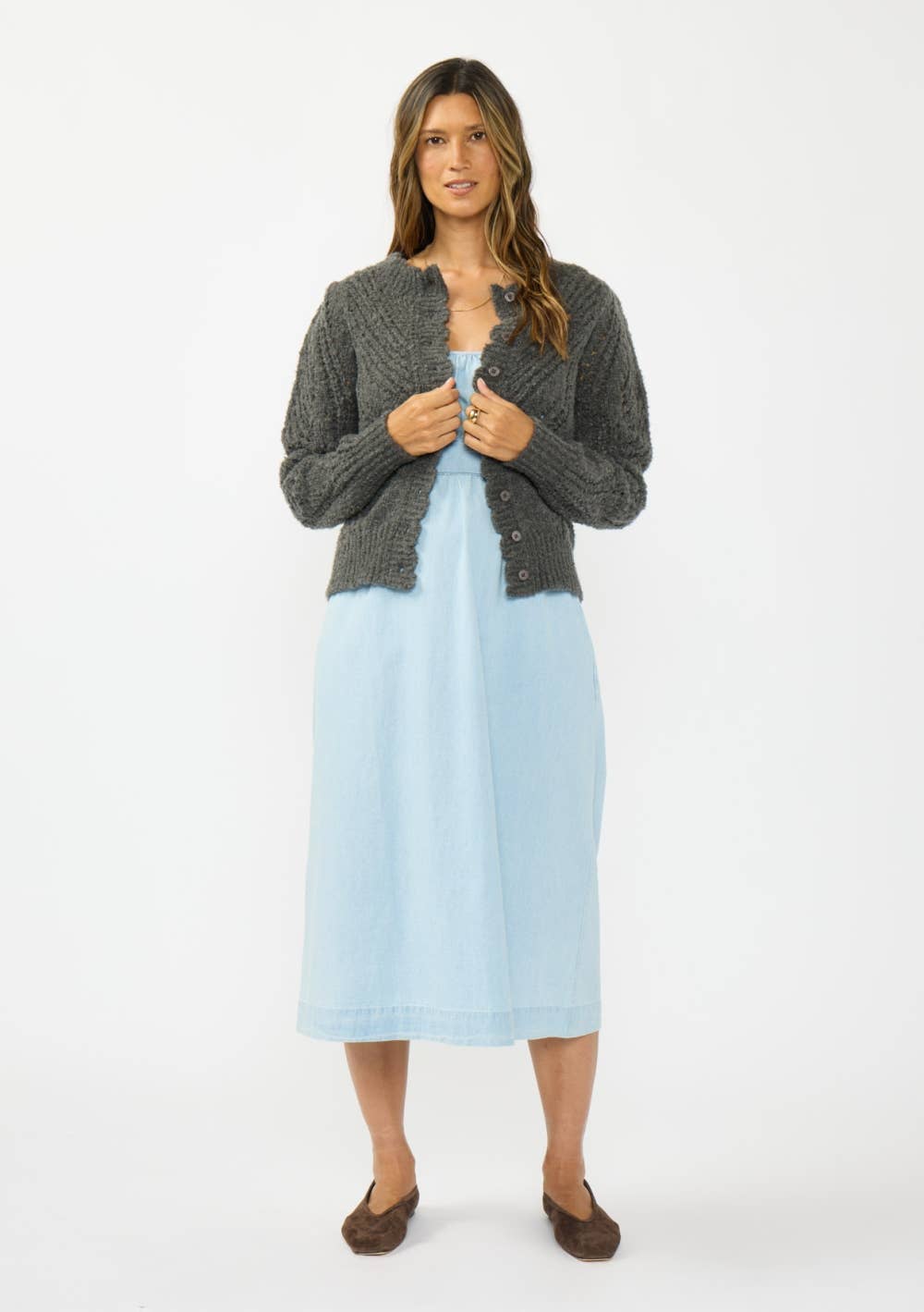 Pointelle Knit Sweater Cardigan