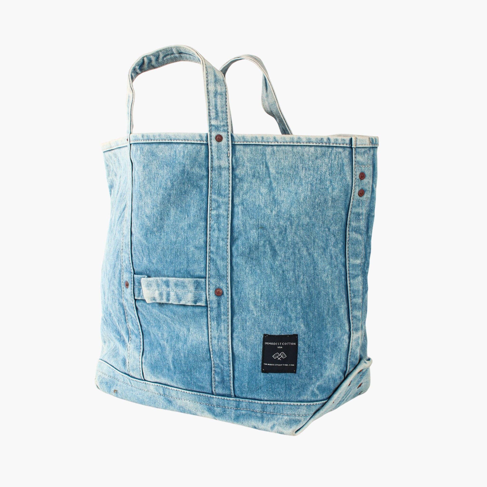 Electrician Tote | Acid Wash featuring durable acid wash denim fabric with sturdy handles and functional pockets for everyday use.