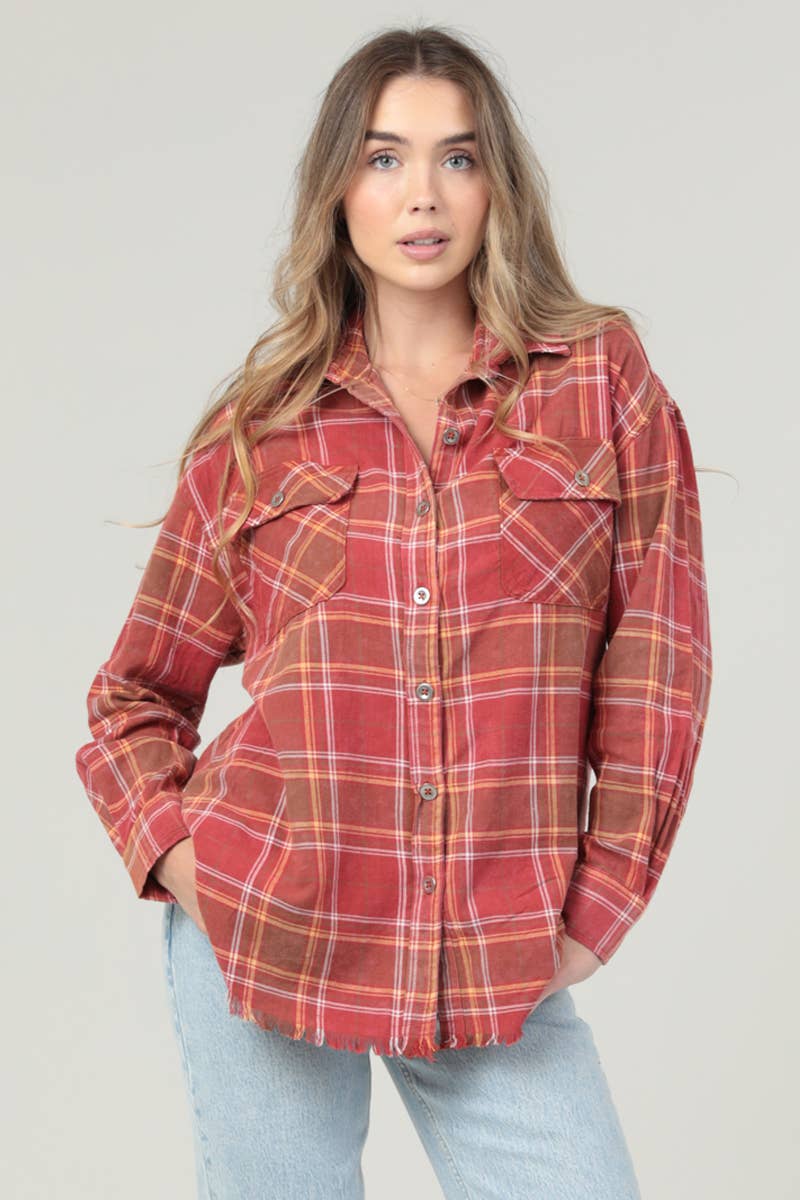PLAID BUTTON UP SHIRT