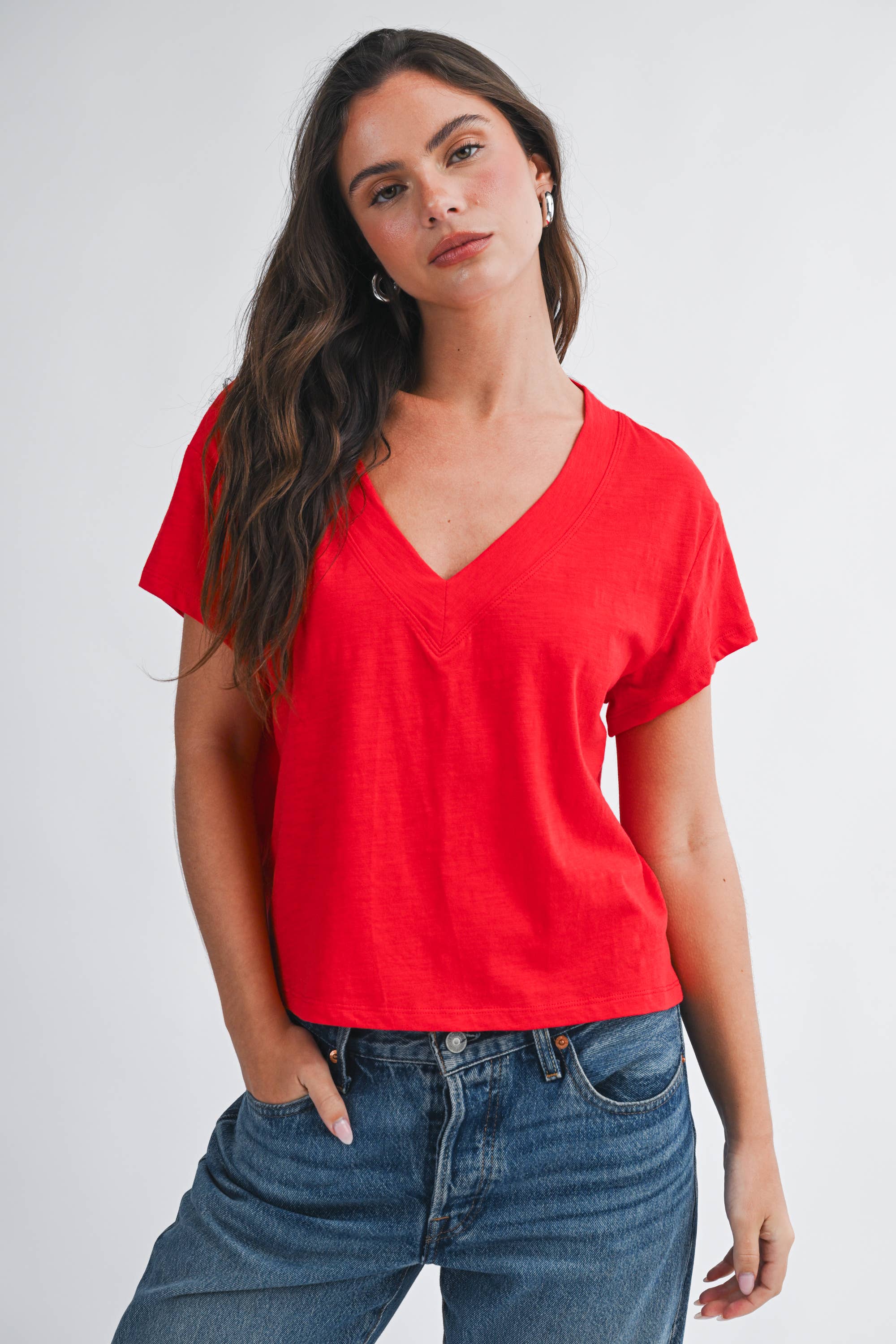 8281DK Til V-Neck Baby Top: Red / Contemporary / S