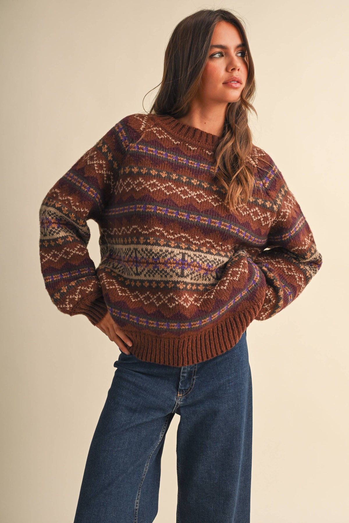 IT4703 LONG SLEEVED FAIR ISLE SWEATER