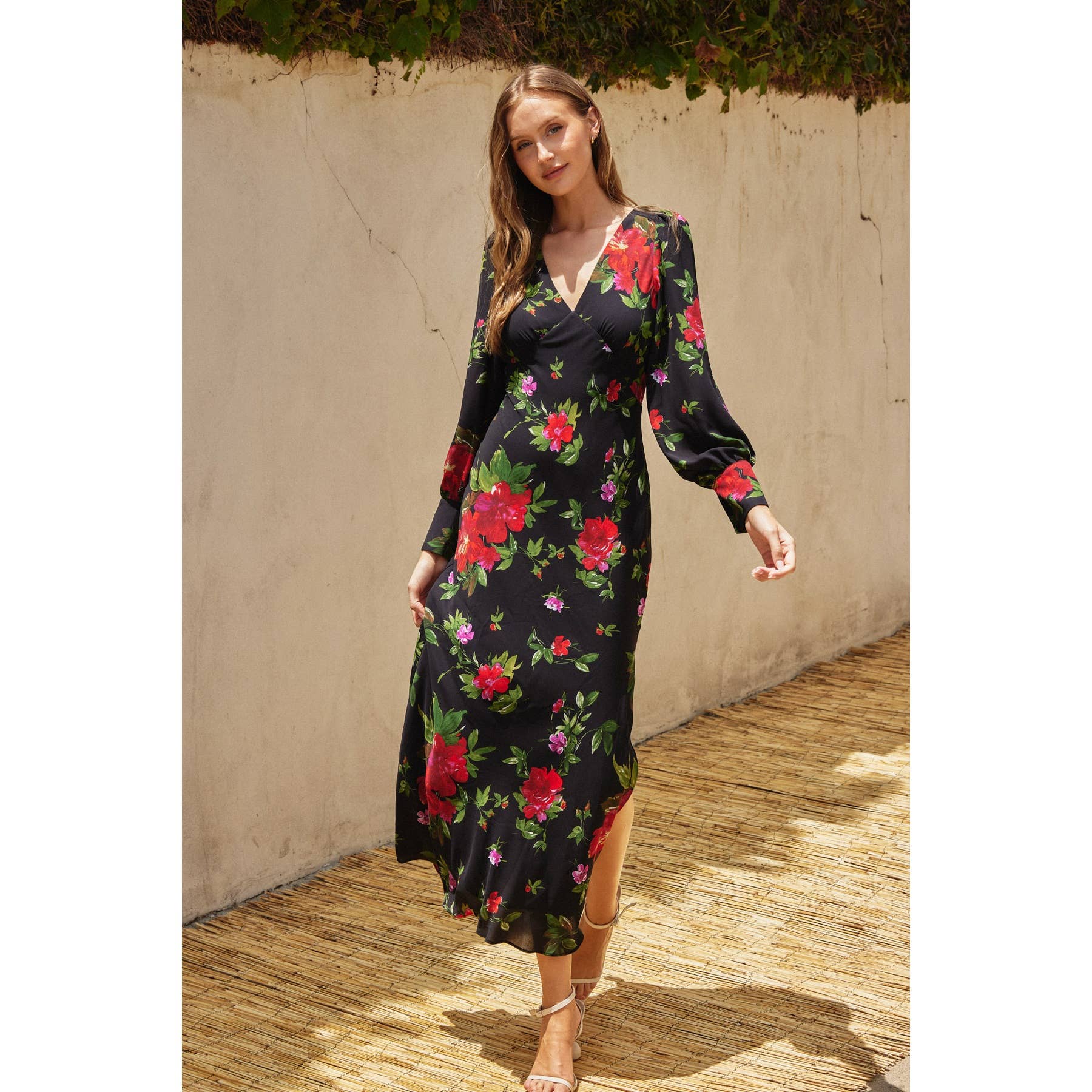 Sweet Talk Plunging Long Sleeve Dress