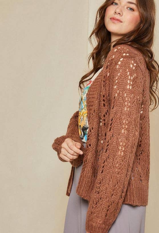 Open Front Crochet Knit Sweater Cardigan