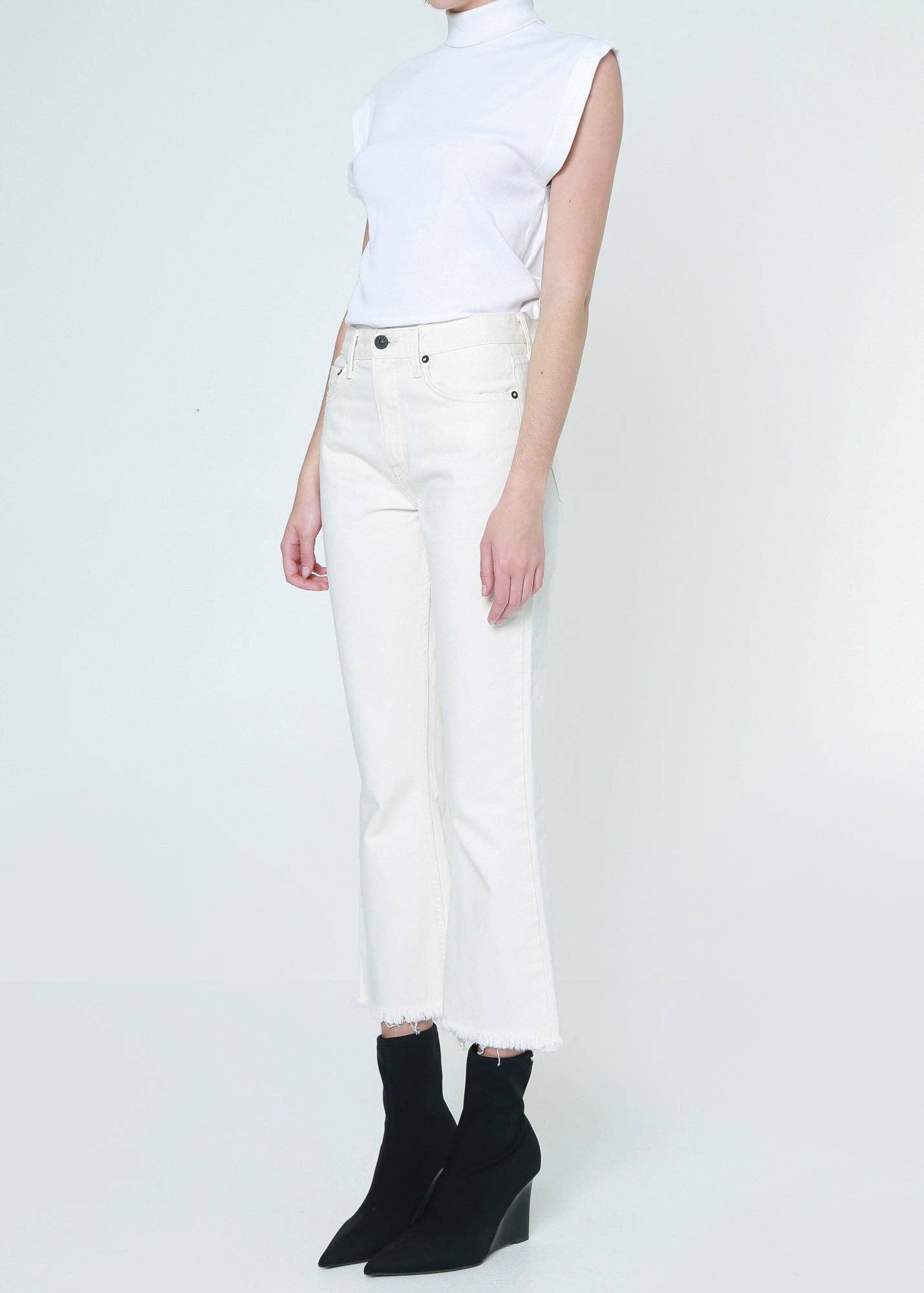 Farrah Mid Rise Kick Flare Jean - Bone