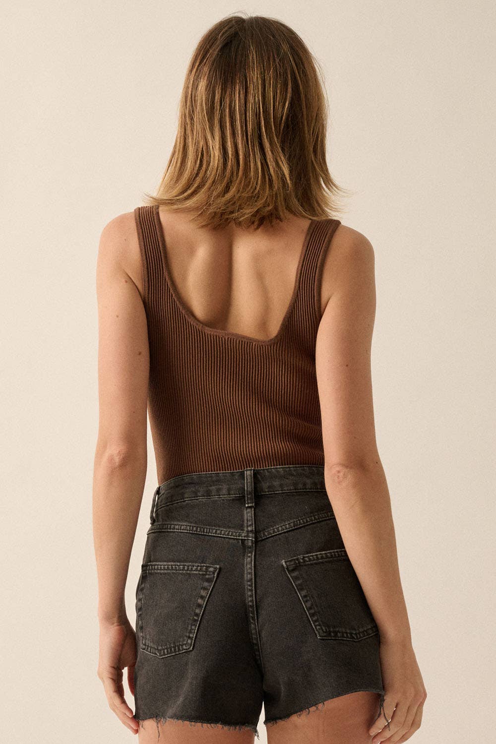 Shaper Fit Scoop Neck Rib Knit Tank Bodysuit