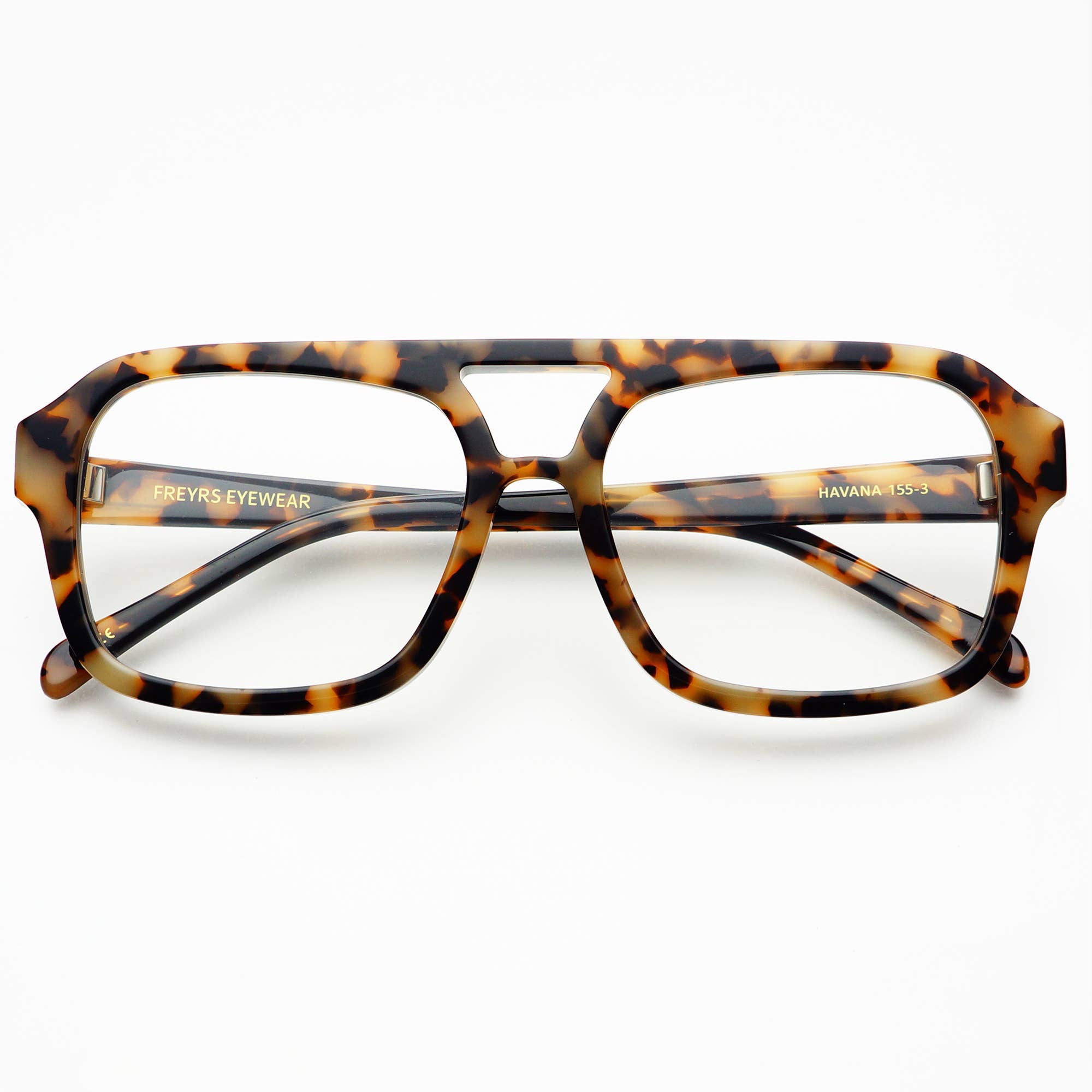 Havana Blue Light Readers by FREYRS Eyewear feature tortoiseshell rectangular premium acetate frames, a keyhole bridge, and FREYRS branding on the left arm. Displayed on a white background.