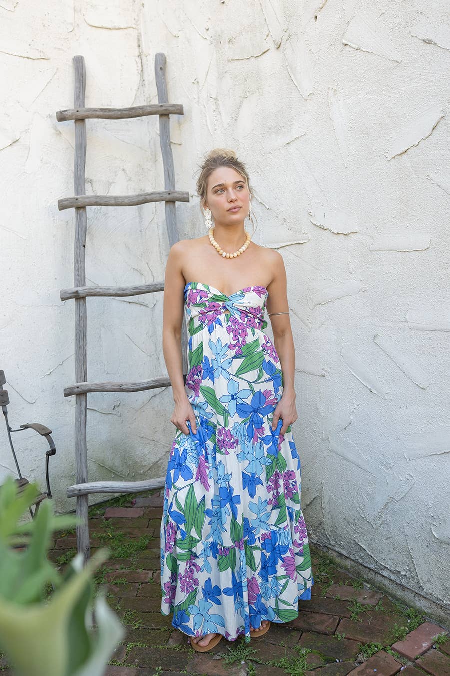 Printed Tube Knot Maxi Dress